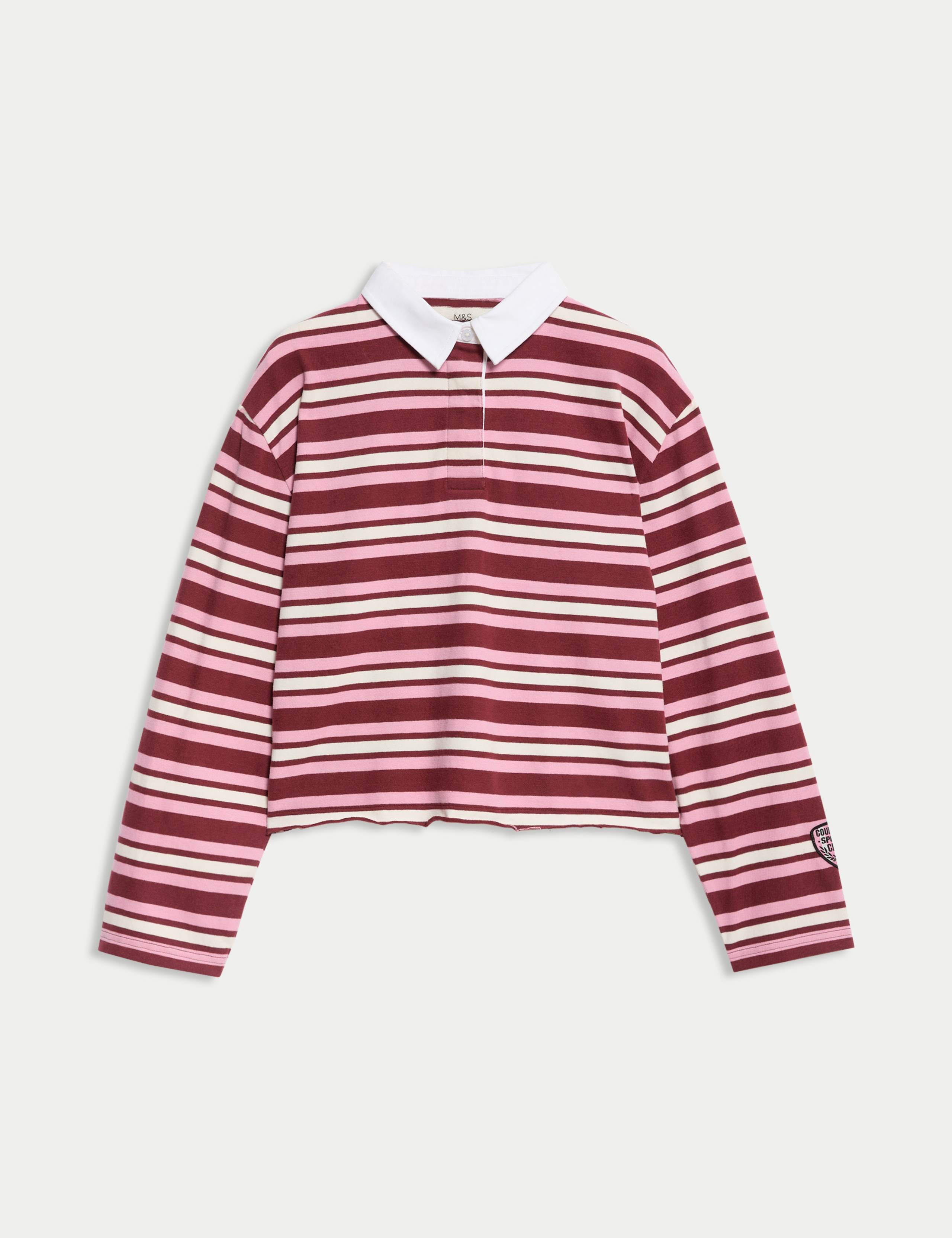 Pure Cotton Striped Rugby Shirt (6-16 Yrs) 2 of 6