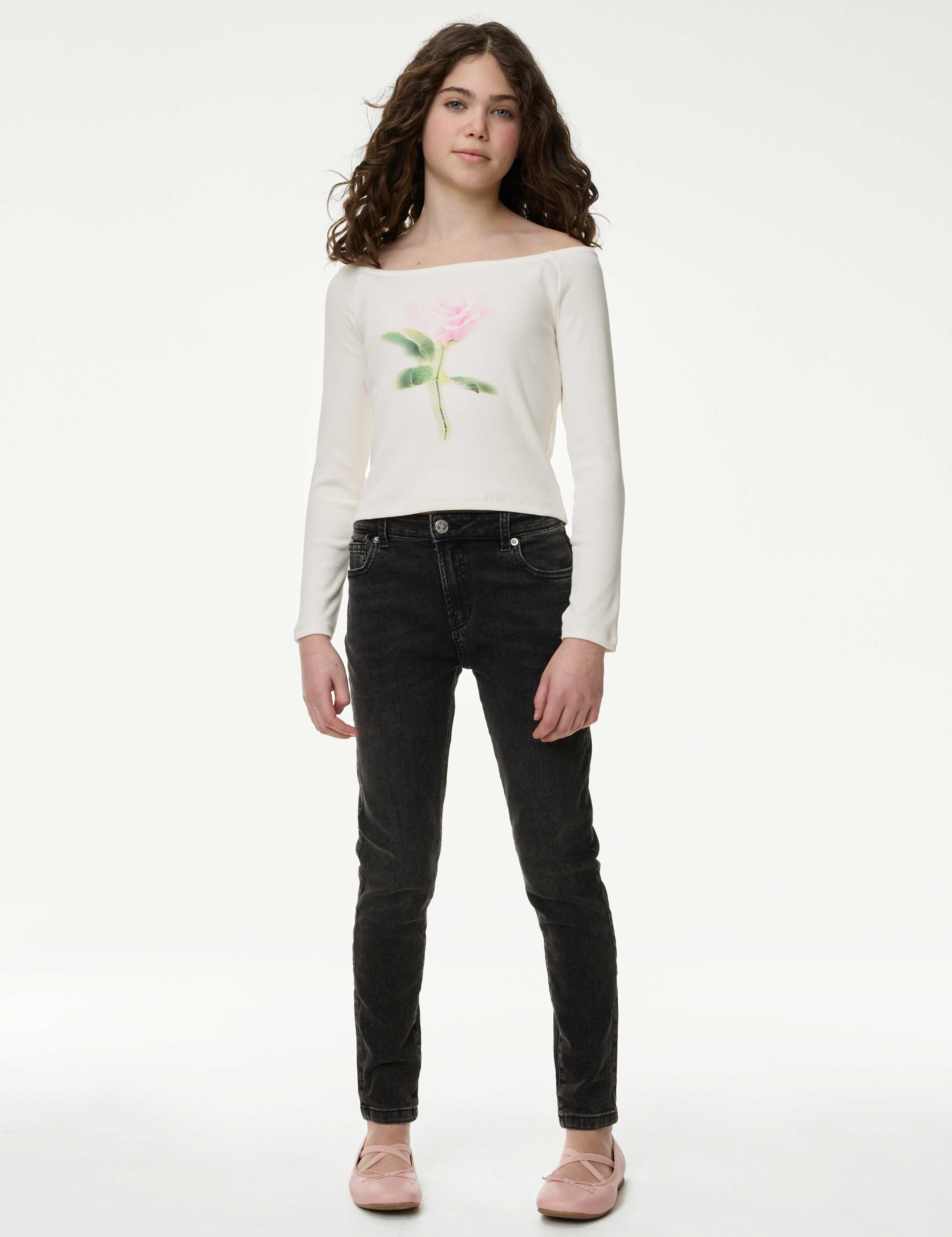 Cotton Rich Rose Graphic Bardot Top (6-16 Yrs) 3 of 5