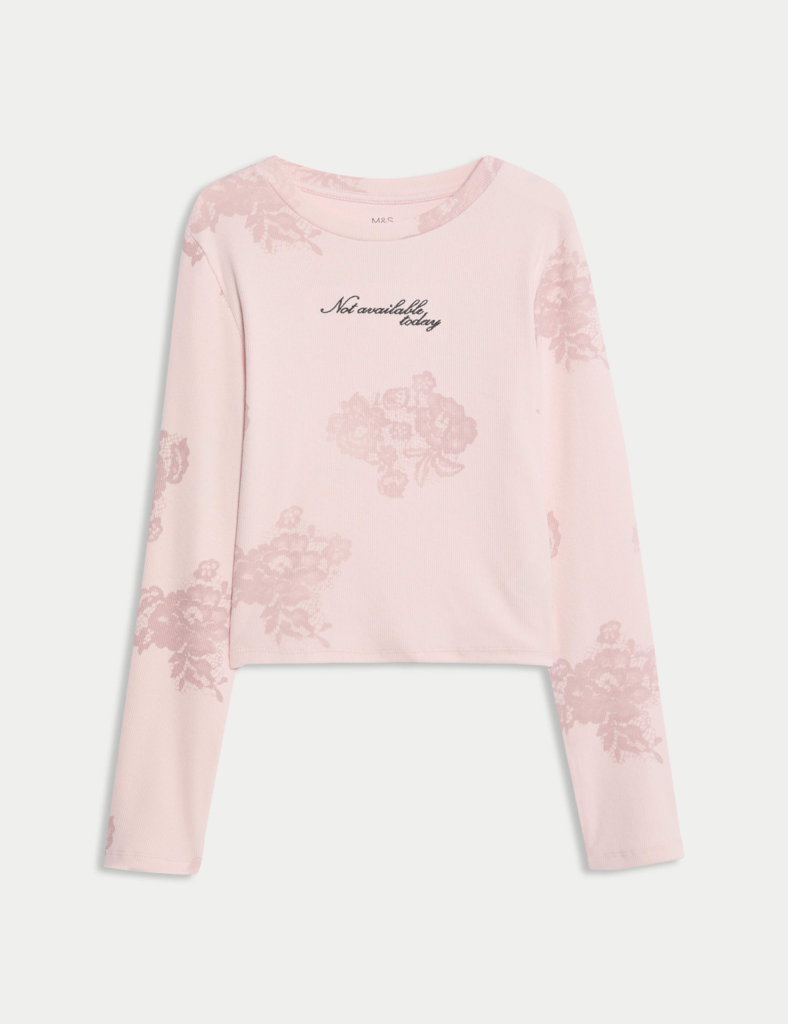 Cotton Rich Slogan Ribbed Top (6-16 Yrs) 1 of 2