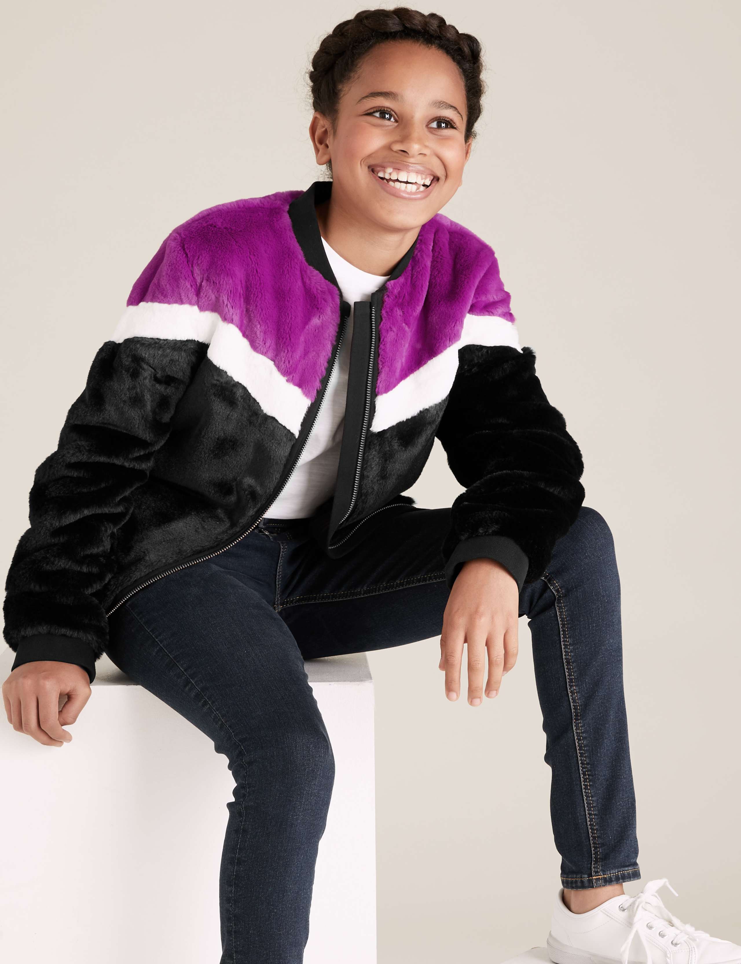 Faux Fur Bomber Jacket (6-16 Yrs) 1 of 5