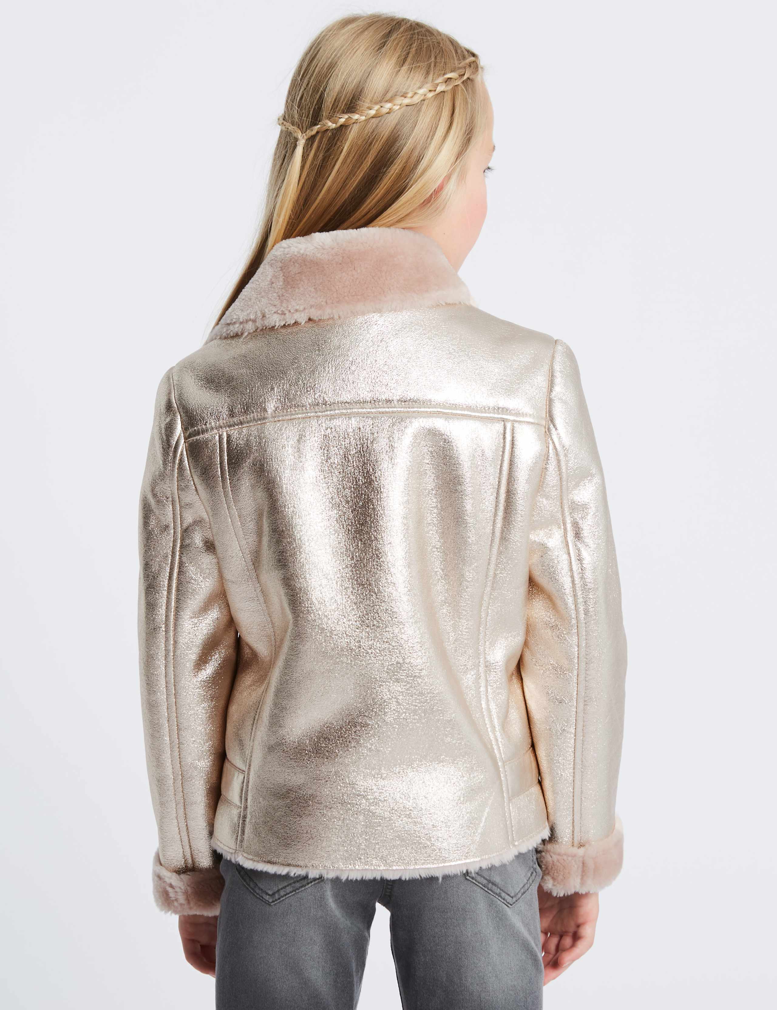 Metallic Bonded Biker Jacket (3-16 Years) 3 of 5