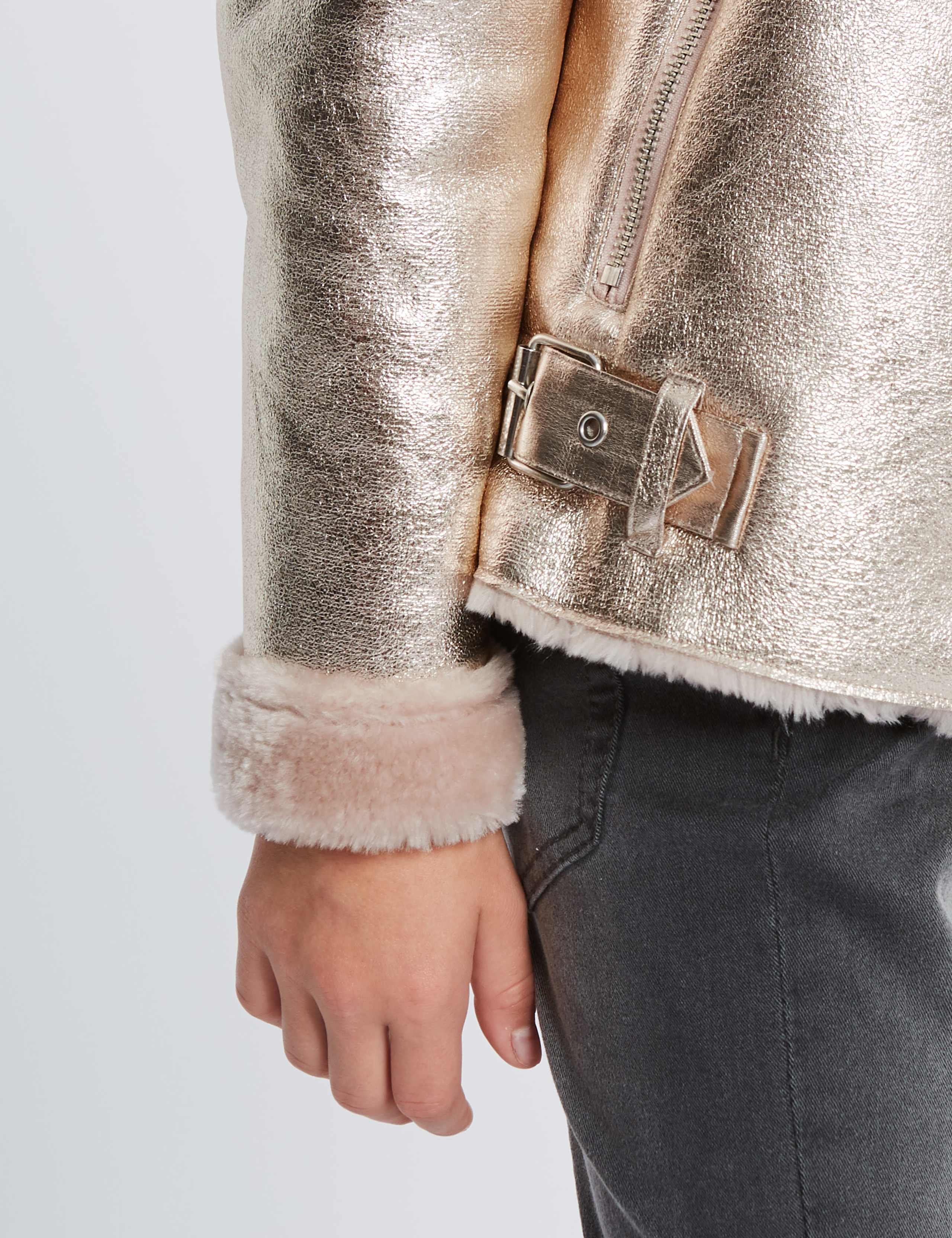Metallic Bonded Biker Jacket (3-16 Years) 4 of 5