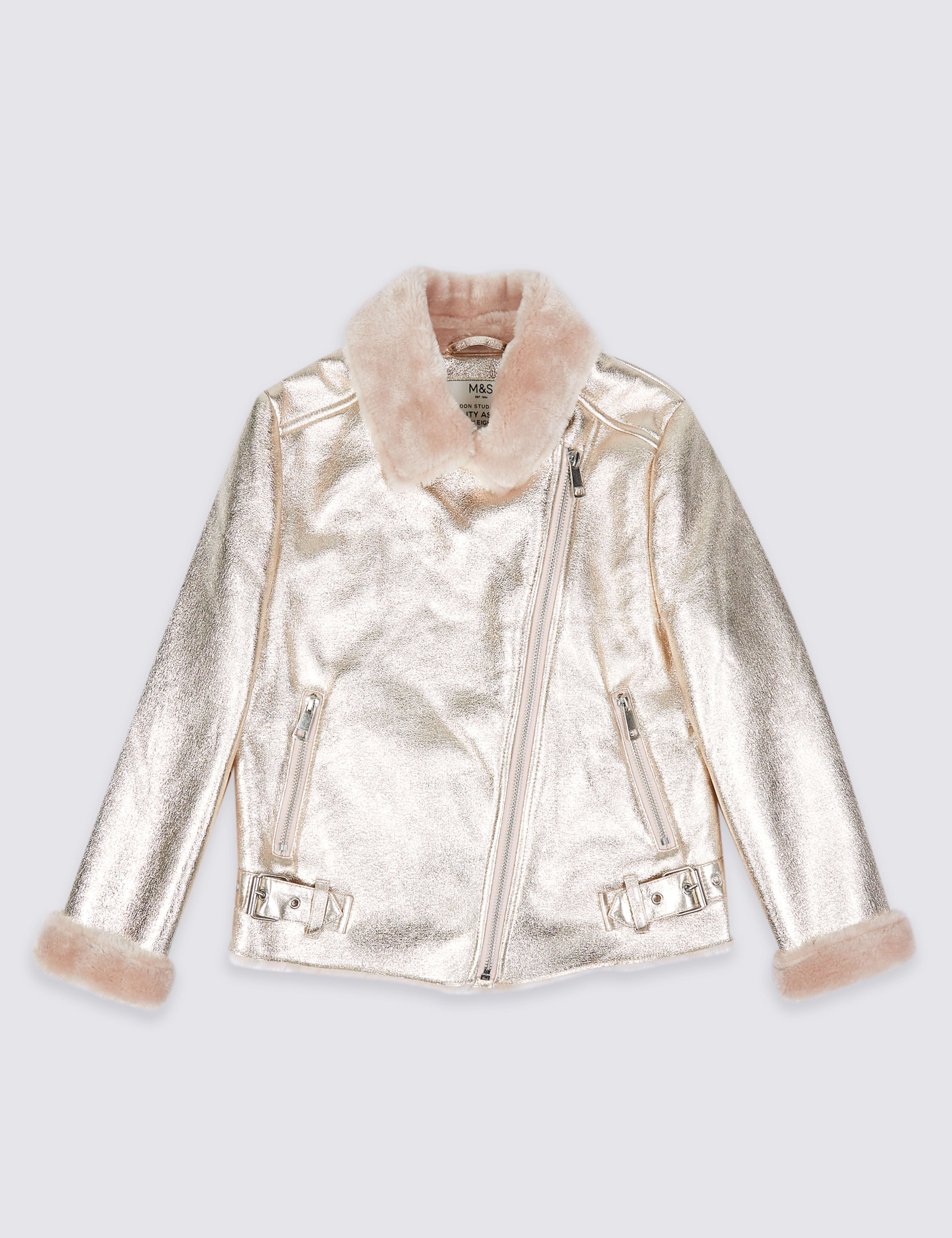 Metallic Bonded Biker Jacket (3-16 Years) 2 of 5