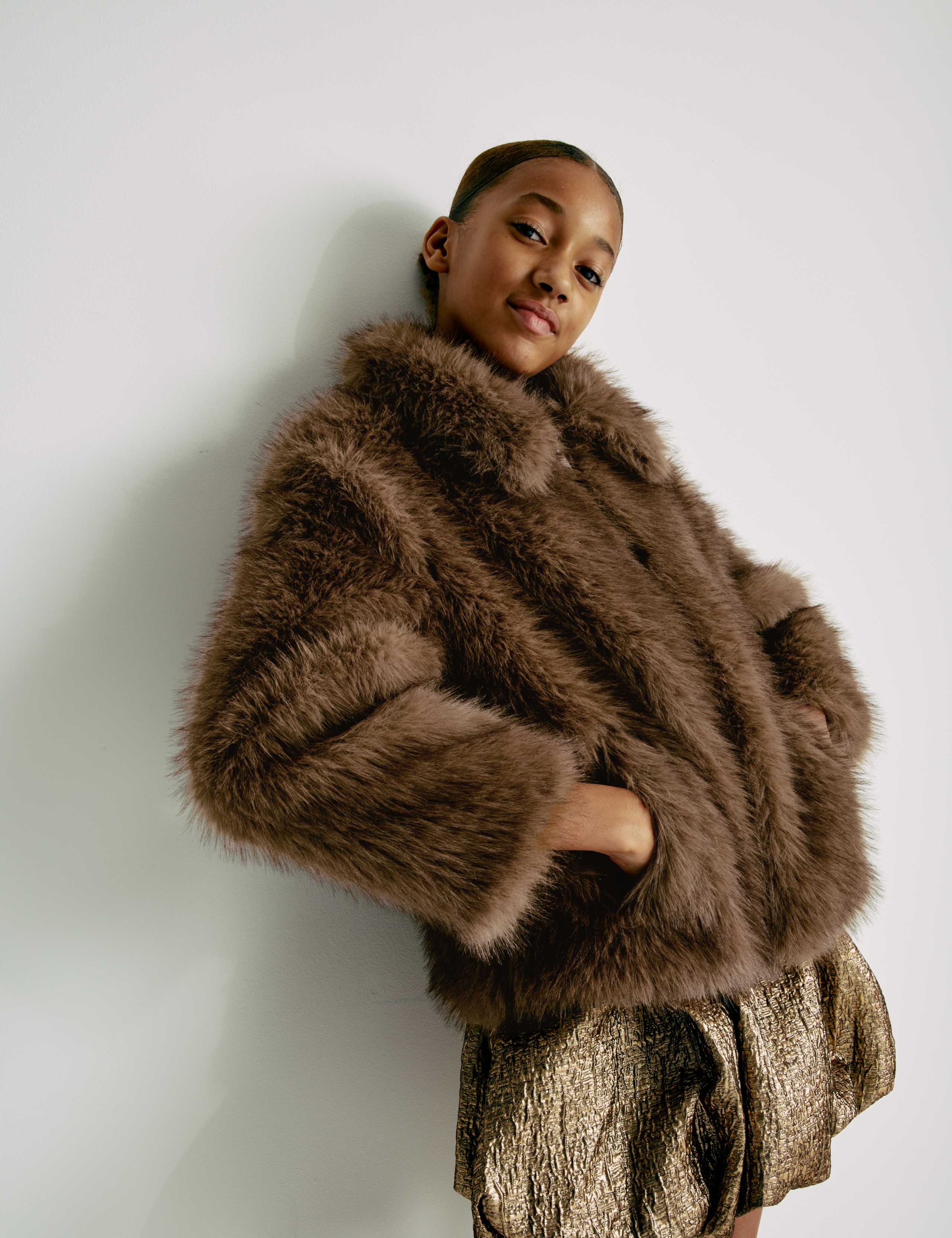 Faux Fur Jacket (6-16 Yrs) 1 of 5