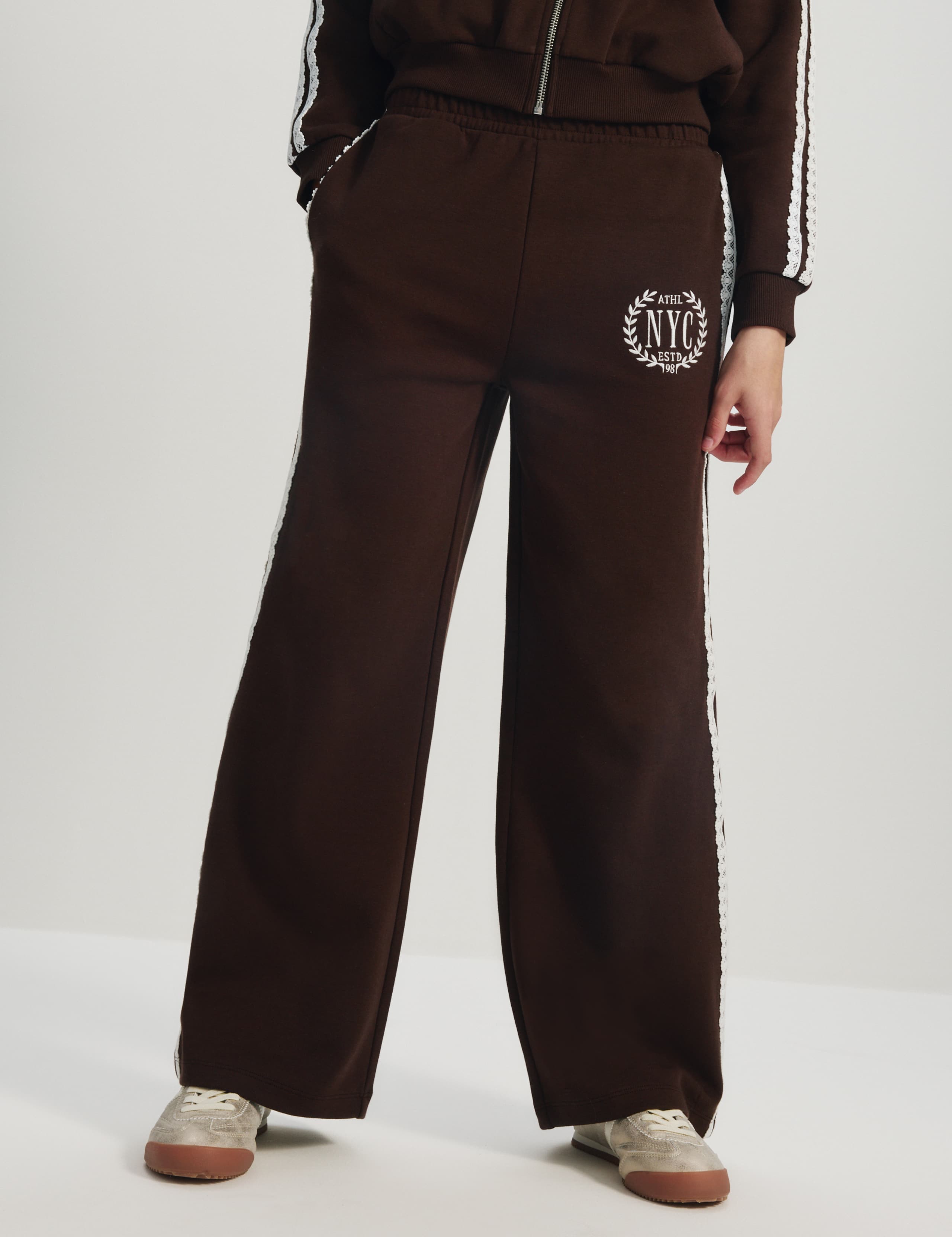 Embroidered Lace Trim Wide Leg Joggers (6-16 Yrs) 3 of 7