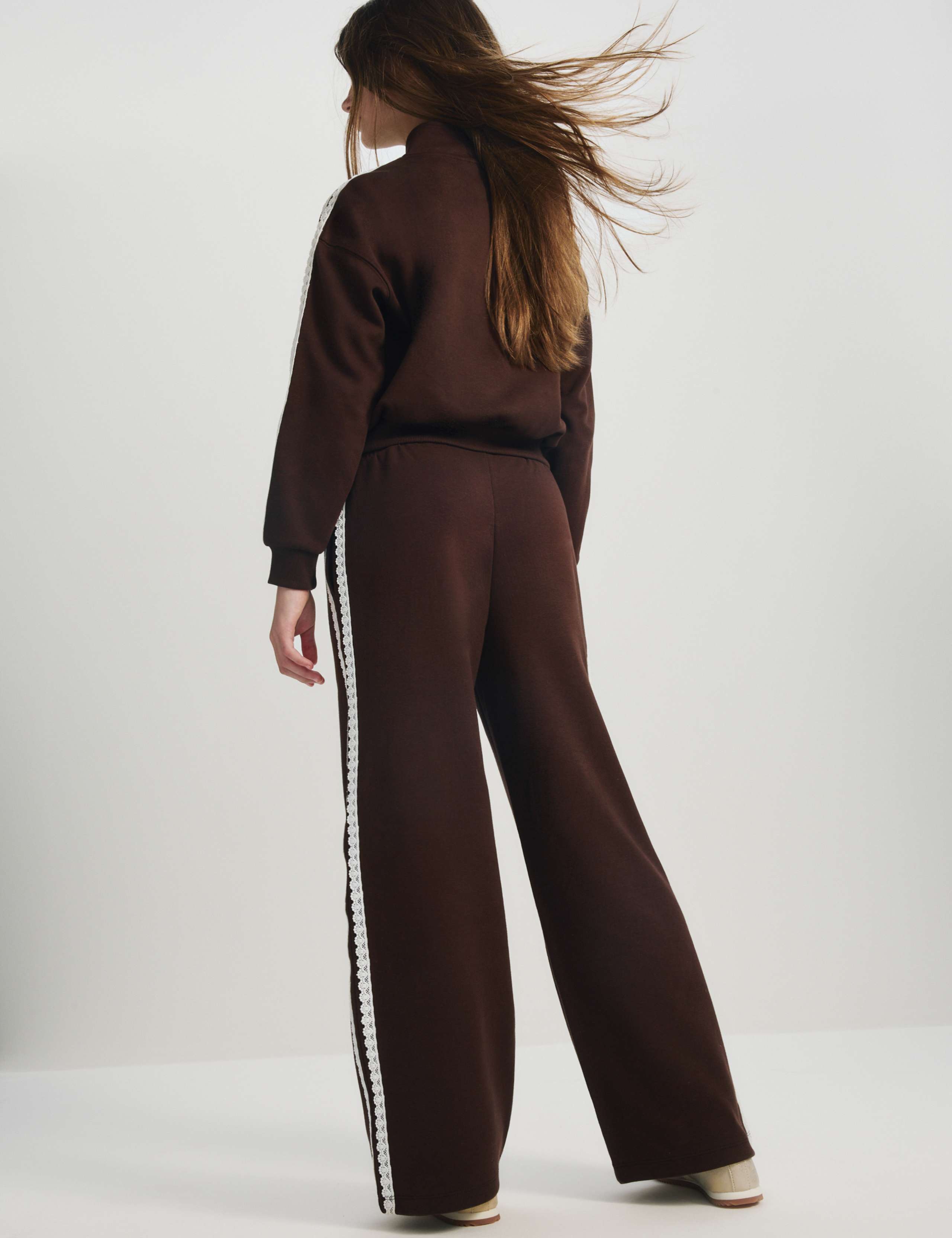 Embroidered Lace Trim Wide Leg Joggers (6-16 Yrs) 7 of 7