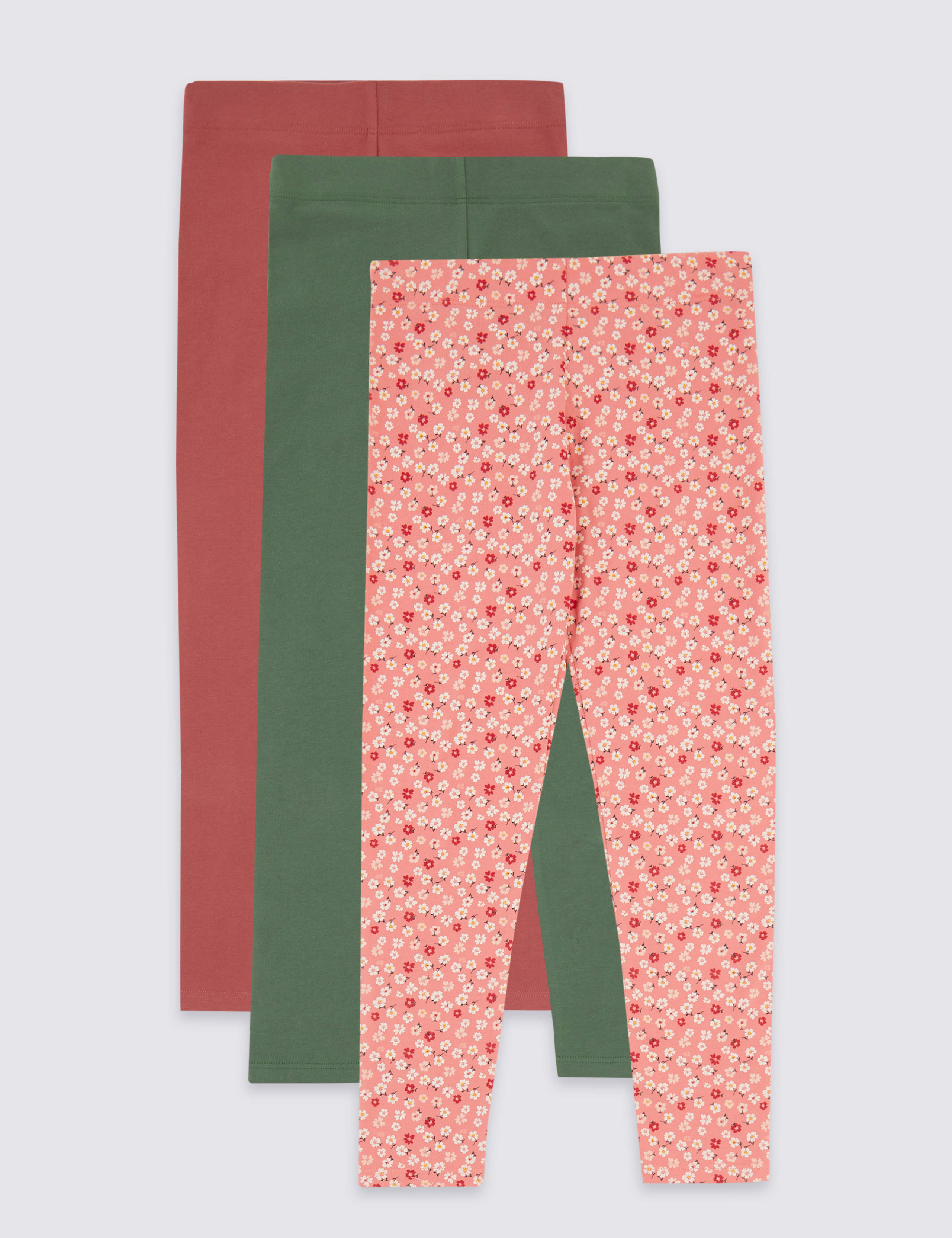 3 Pack Cotton Leggings with Stretch (3-16 Years) 1 of 6