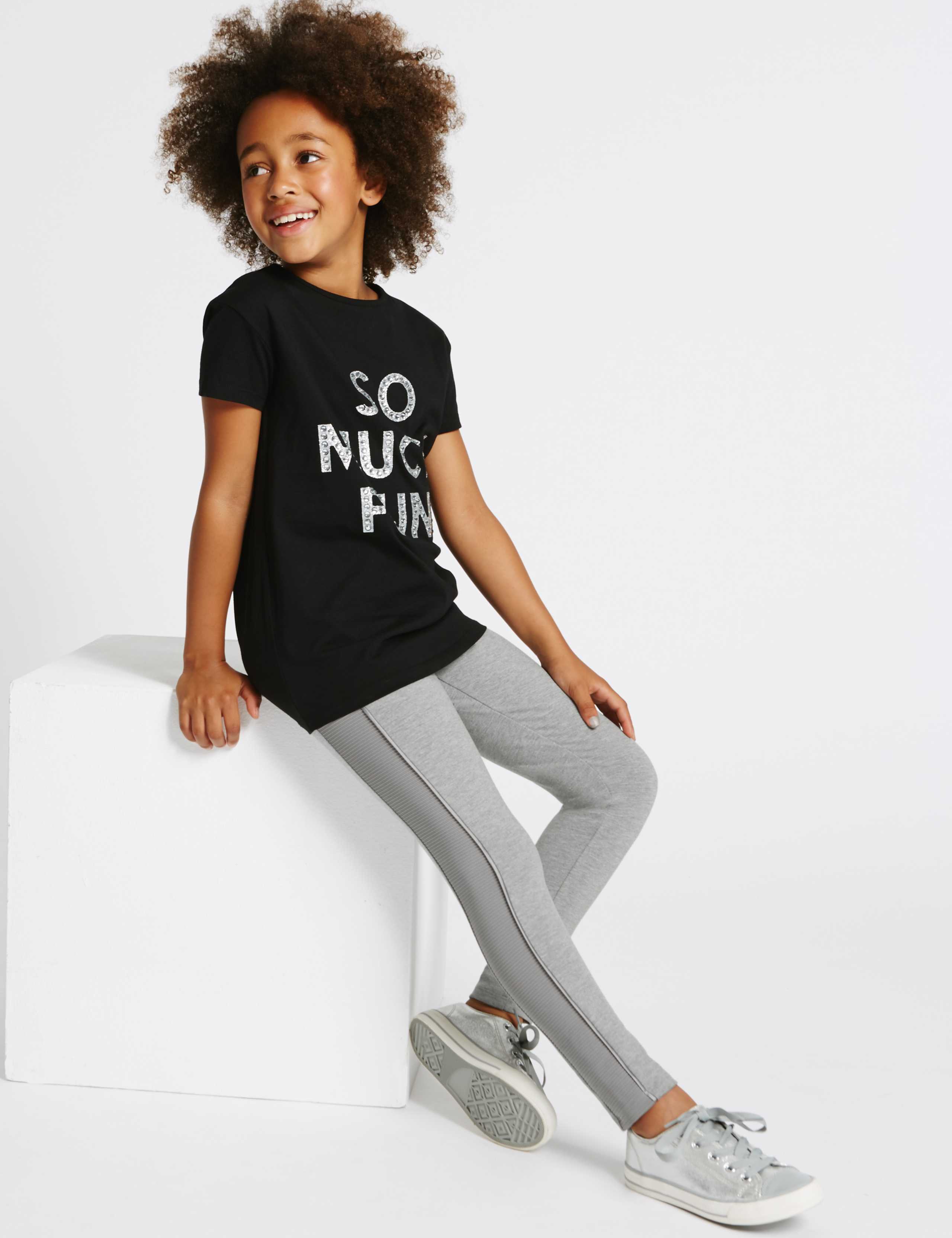 Ponte Ribbed Leggings (3-14 Years) 1 of 6