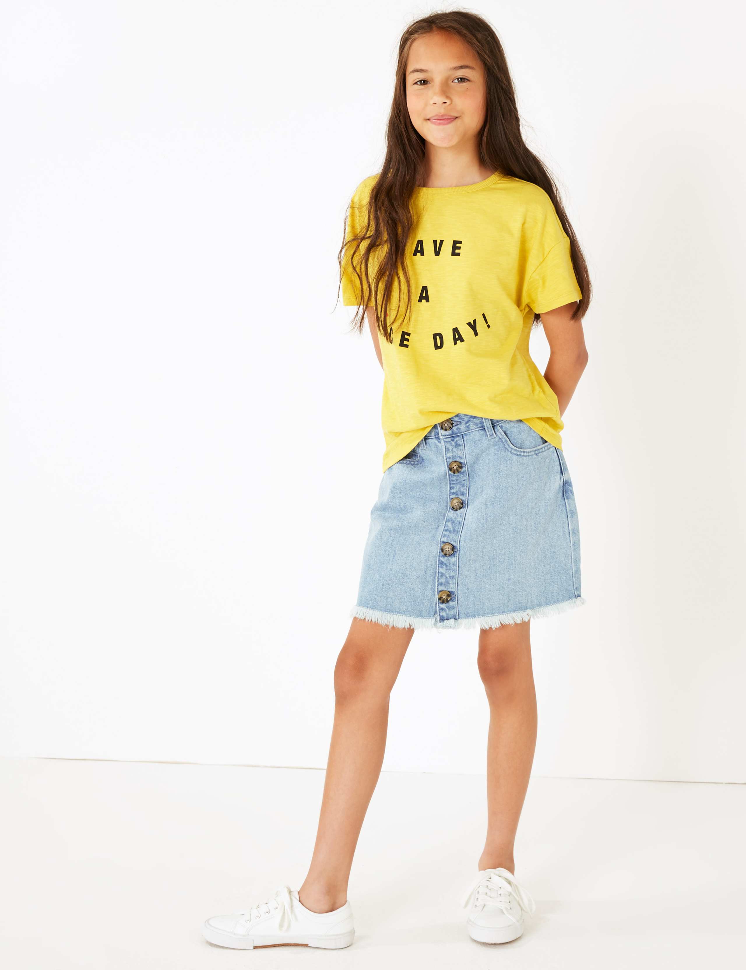 Denim Button Through Skirt (3-16 Years) 1 of 5