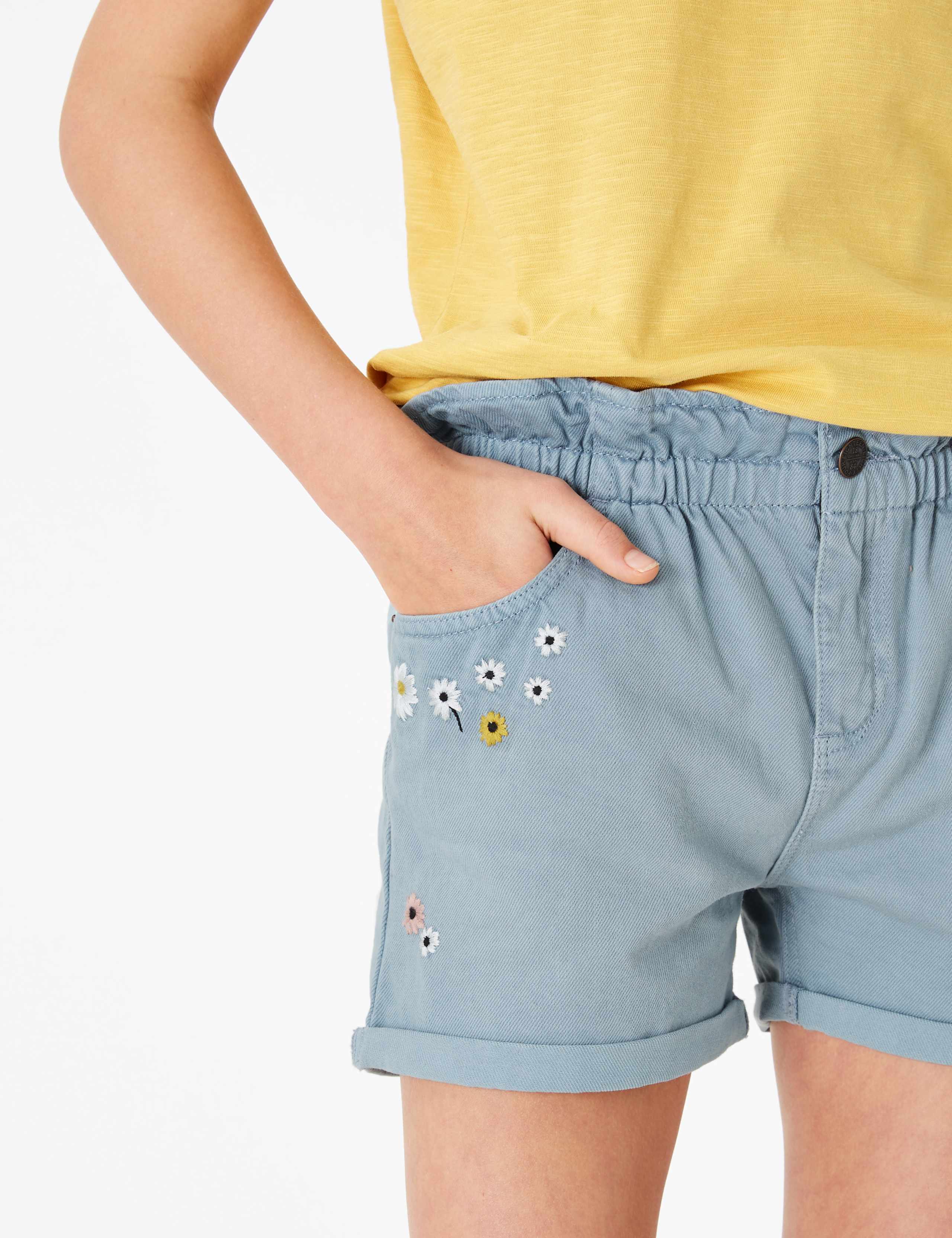 Denim Floral Embroidered Shorts (6-16 Yrs) 5 of 5