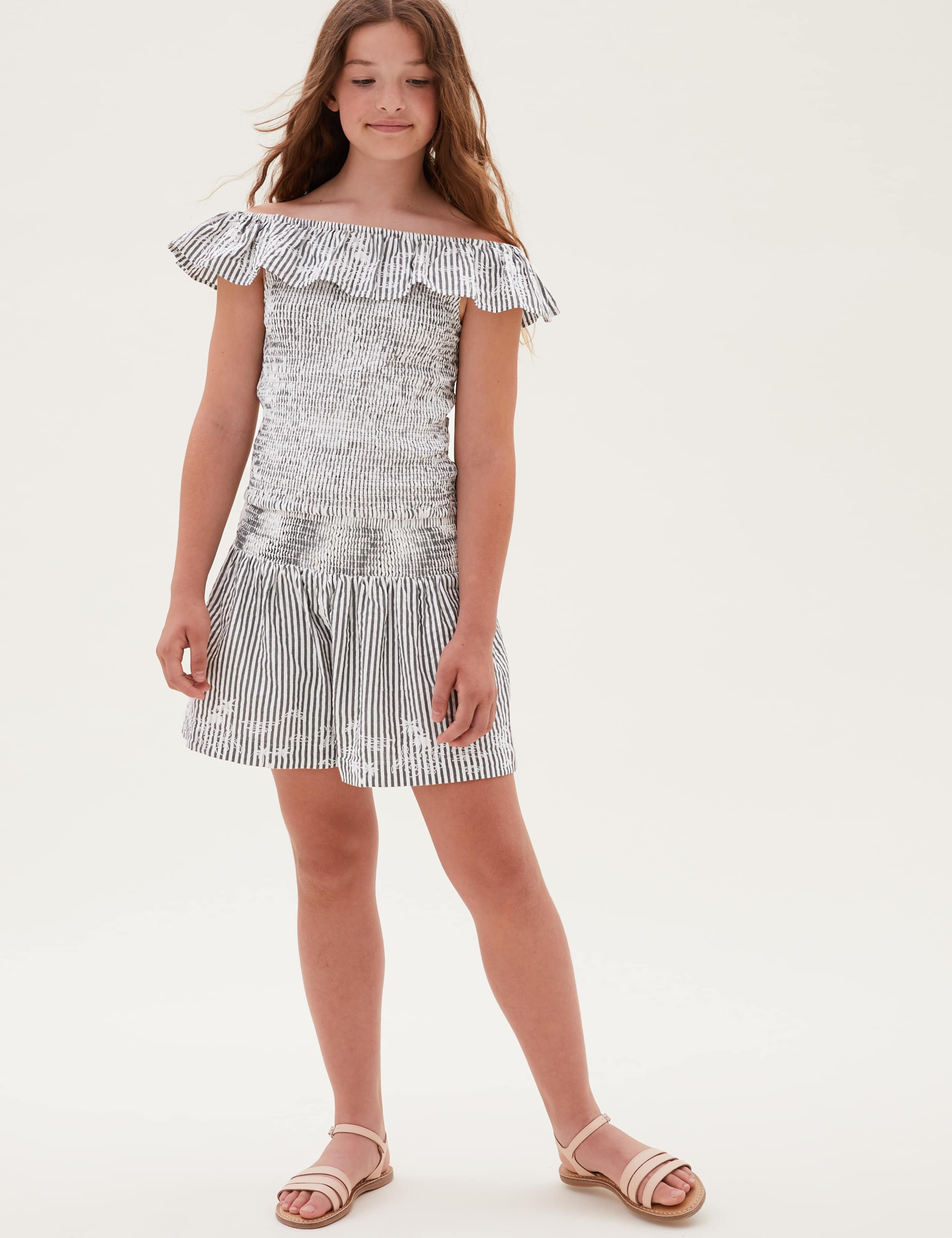Pure Cotton Striped Shorts (6-16 Yrs) 1 of 5