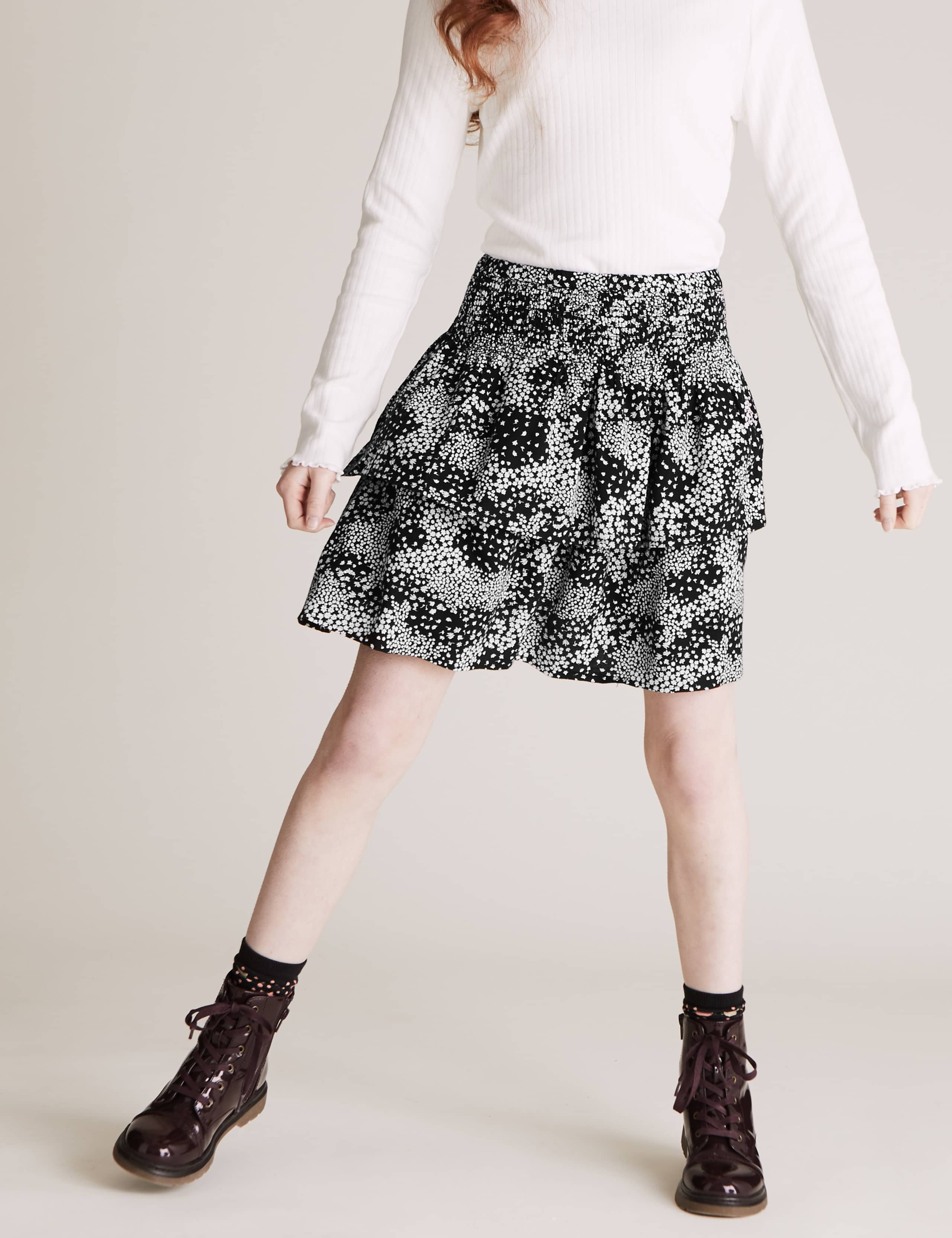 Tiered Floral Ditsy Print Skirt 4 of 5