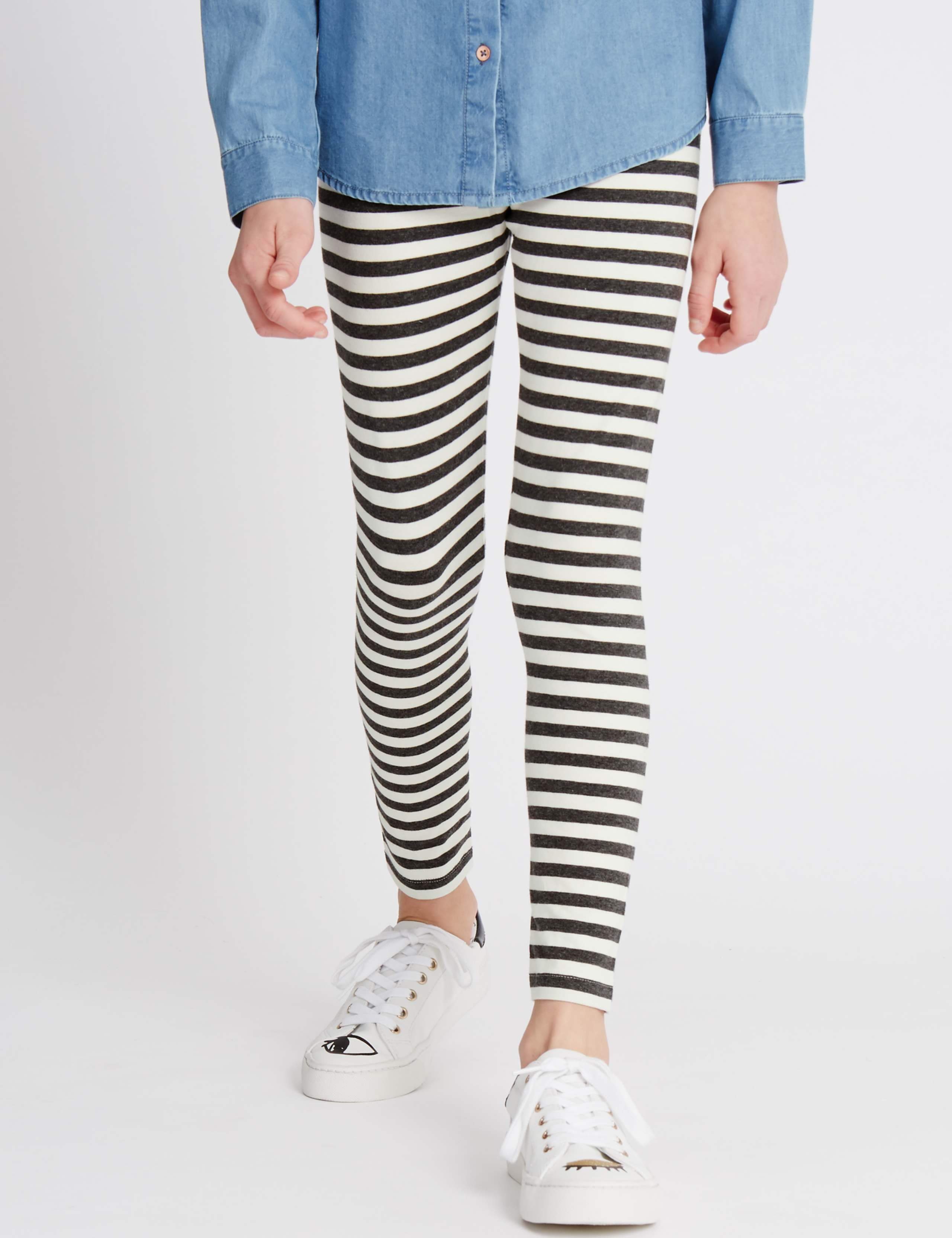 Cotton Rich Striped Leggings with StayNEW™ (3-14 Years) 1 of 5