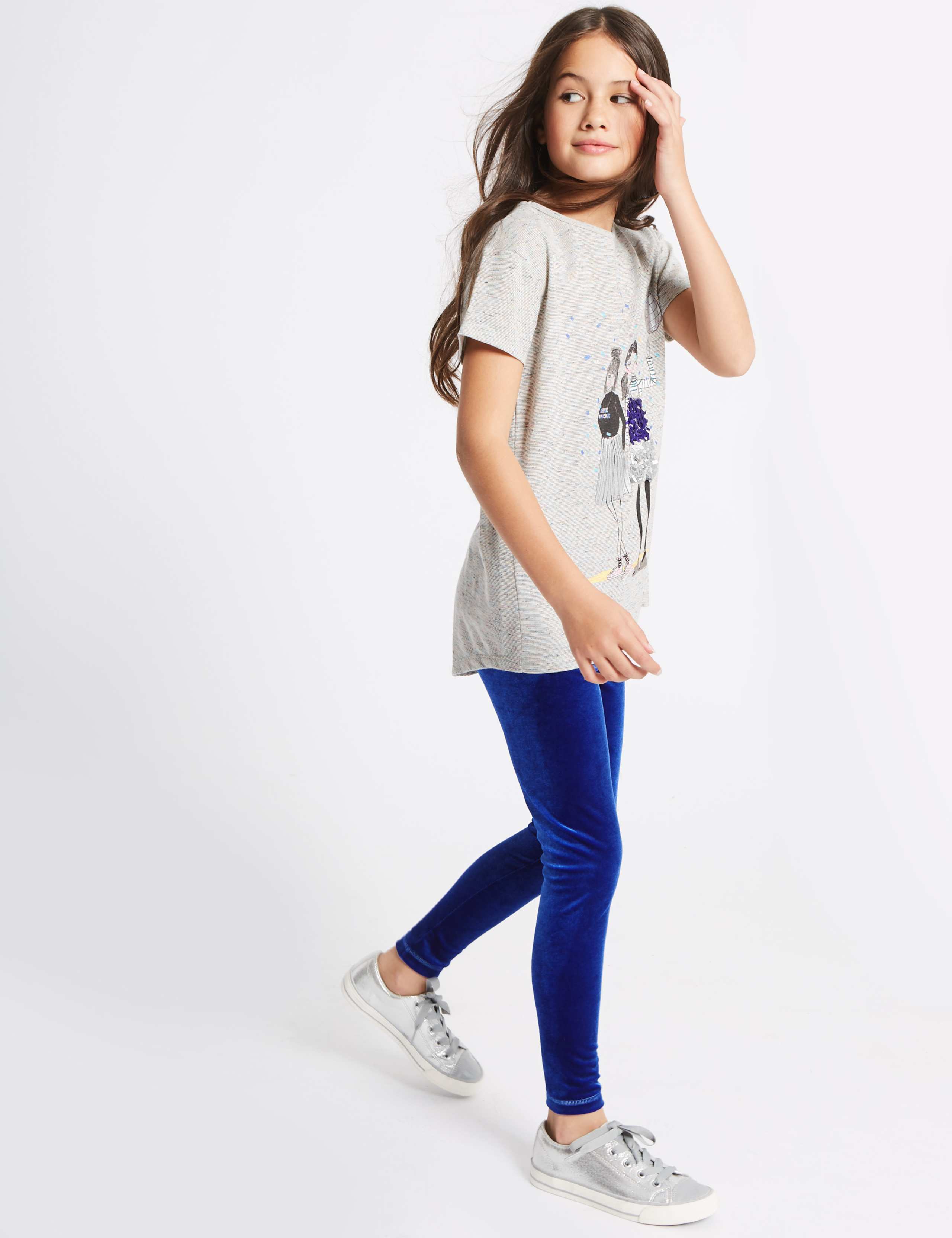 2 Pack Velvet Leggings (3-14 Years) 1 of 5