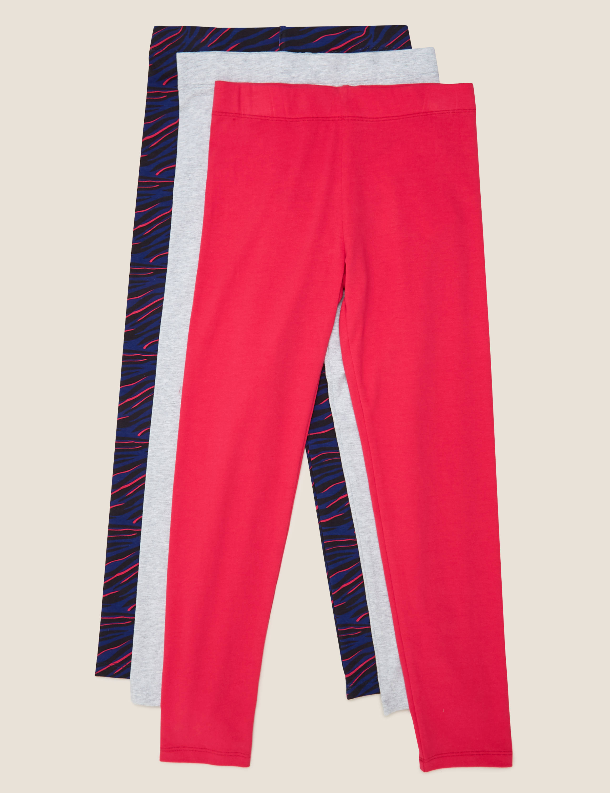 3pk Cotton Printed Leggings (6-16 Yrs) 1 of 6