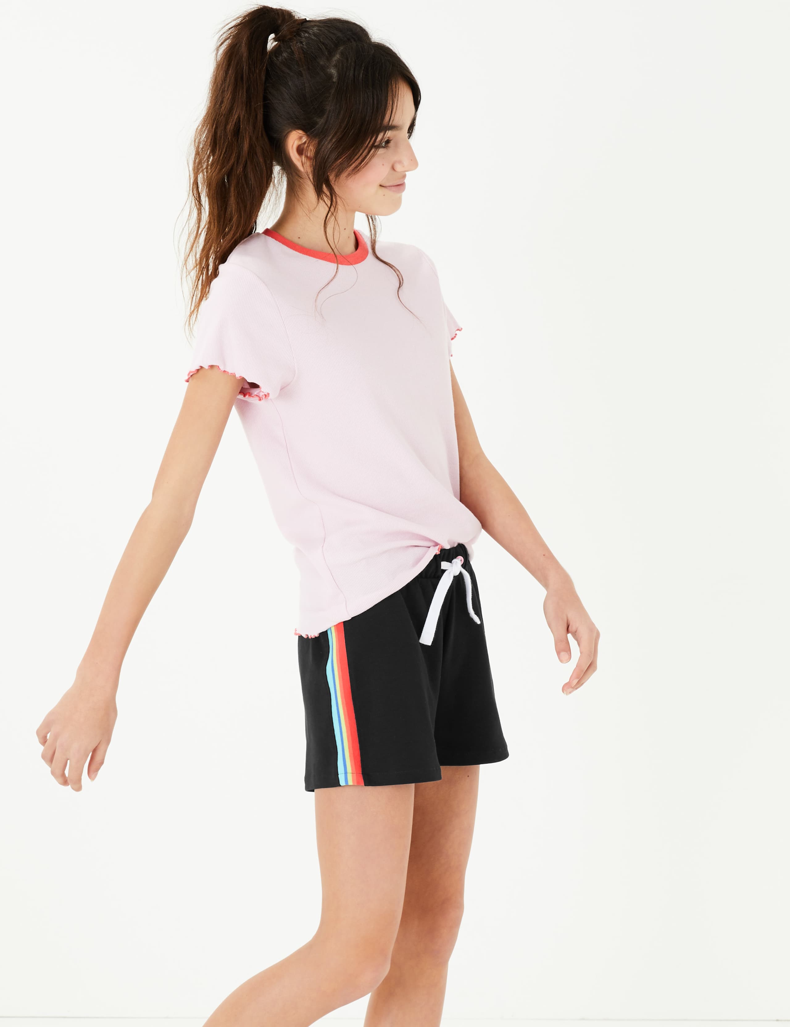 Pure Cotton Rainbow Side Stripe Shorts (6-16 Yrs) 1 of 6