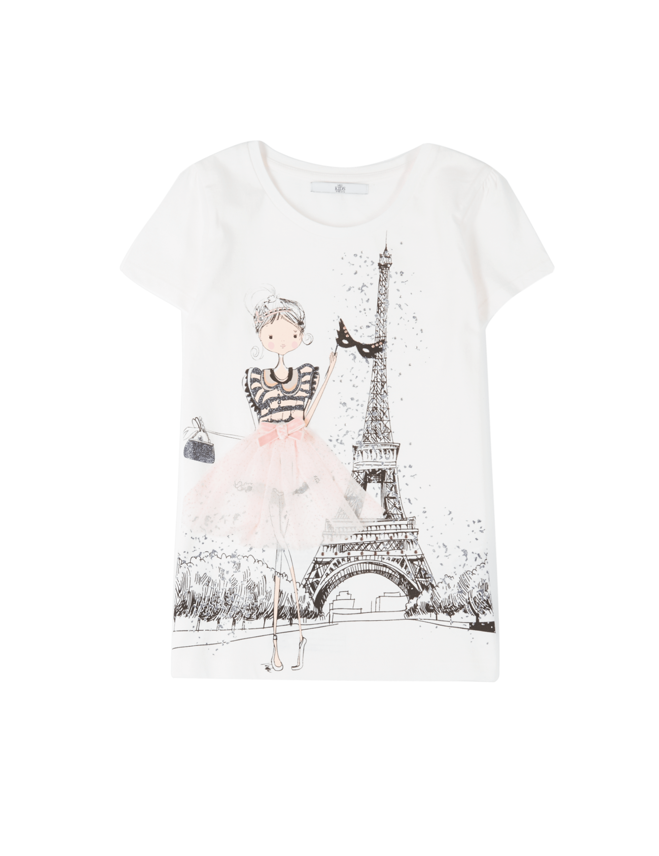 Pure Cotton Embellished Eiffel Tower Print T-Shirt (5-14 Years) 2 of 3