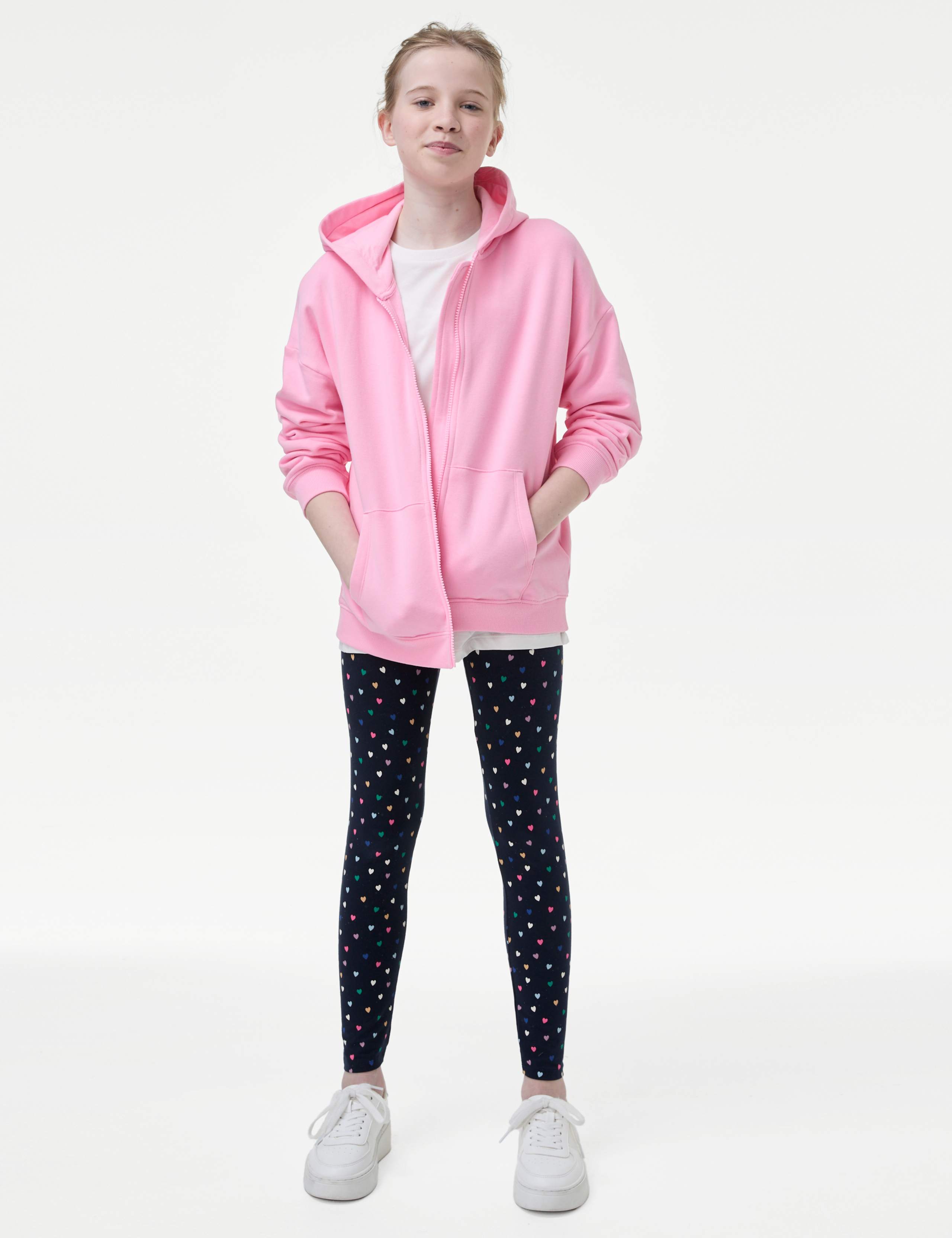 Cotton Rich Heart Print Leggings (6-16 Yrs) 3 of 6