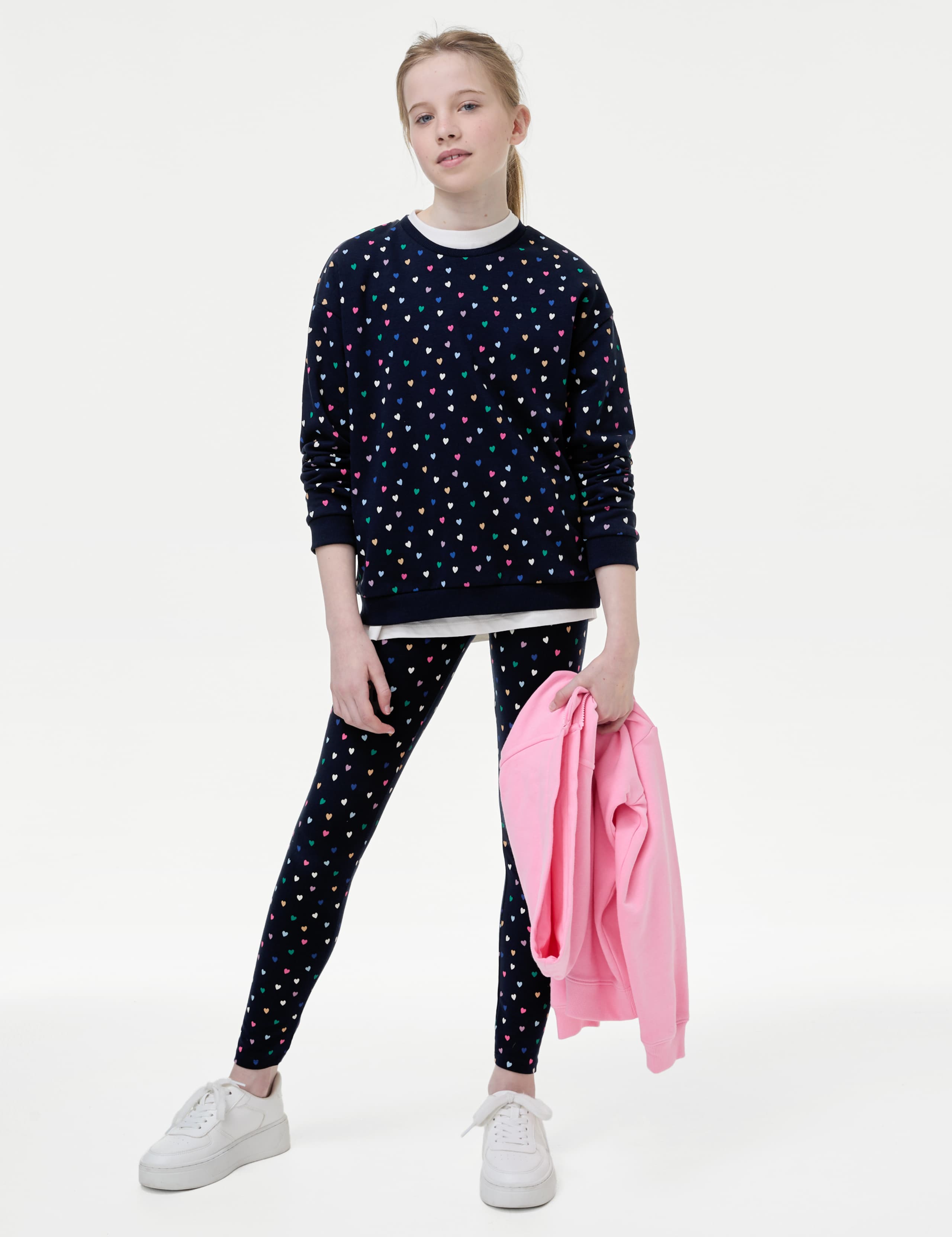 Cotton Rich Heart Print Leggings (6-16 Yrs) 4 of 6