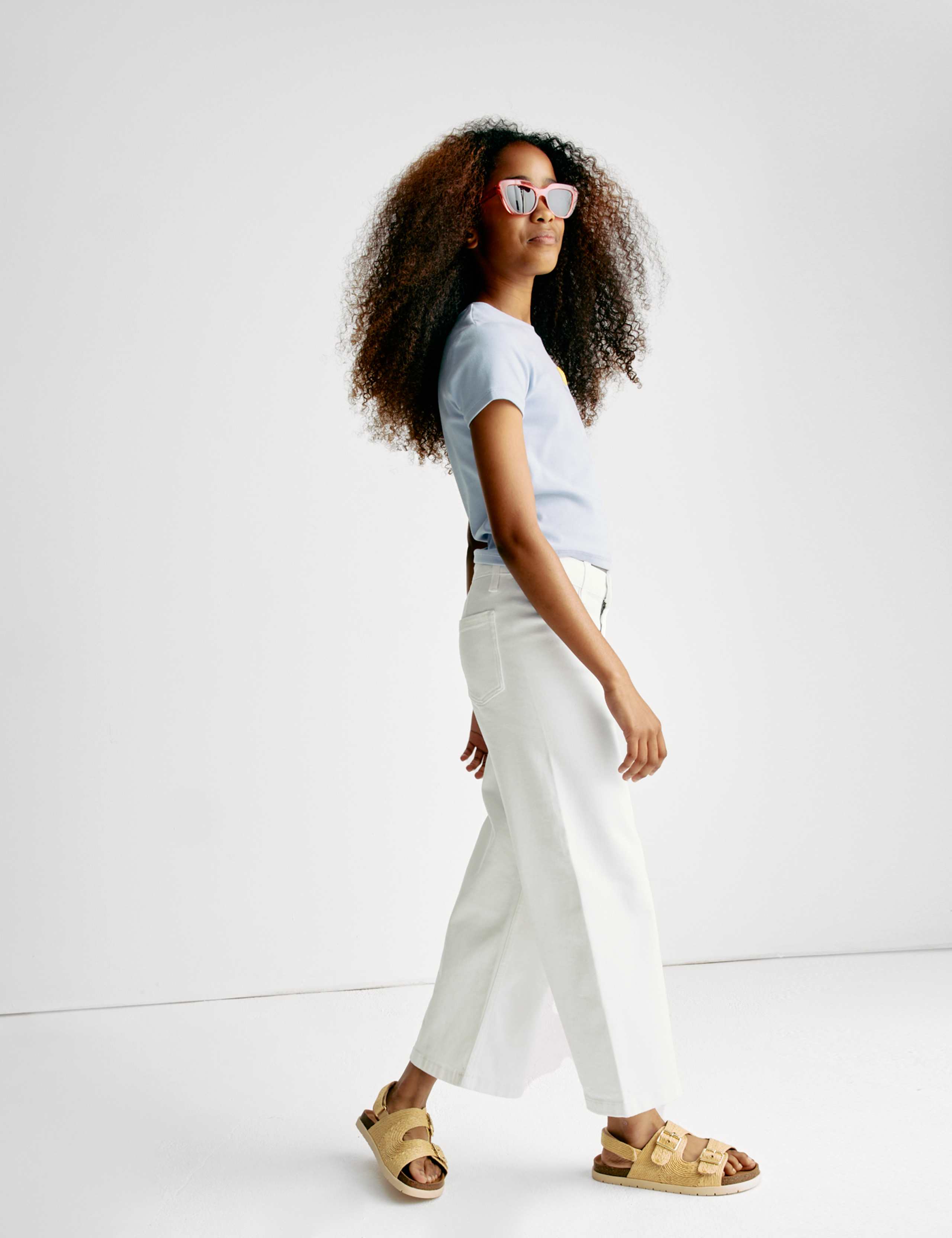 Wide Leg Cotton Rich Cropped Jeans (6-16 Yrs) 6 of 6