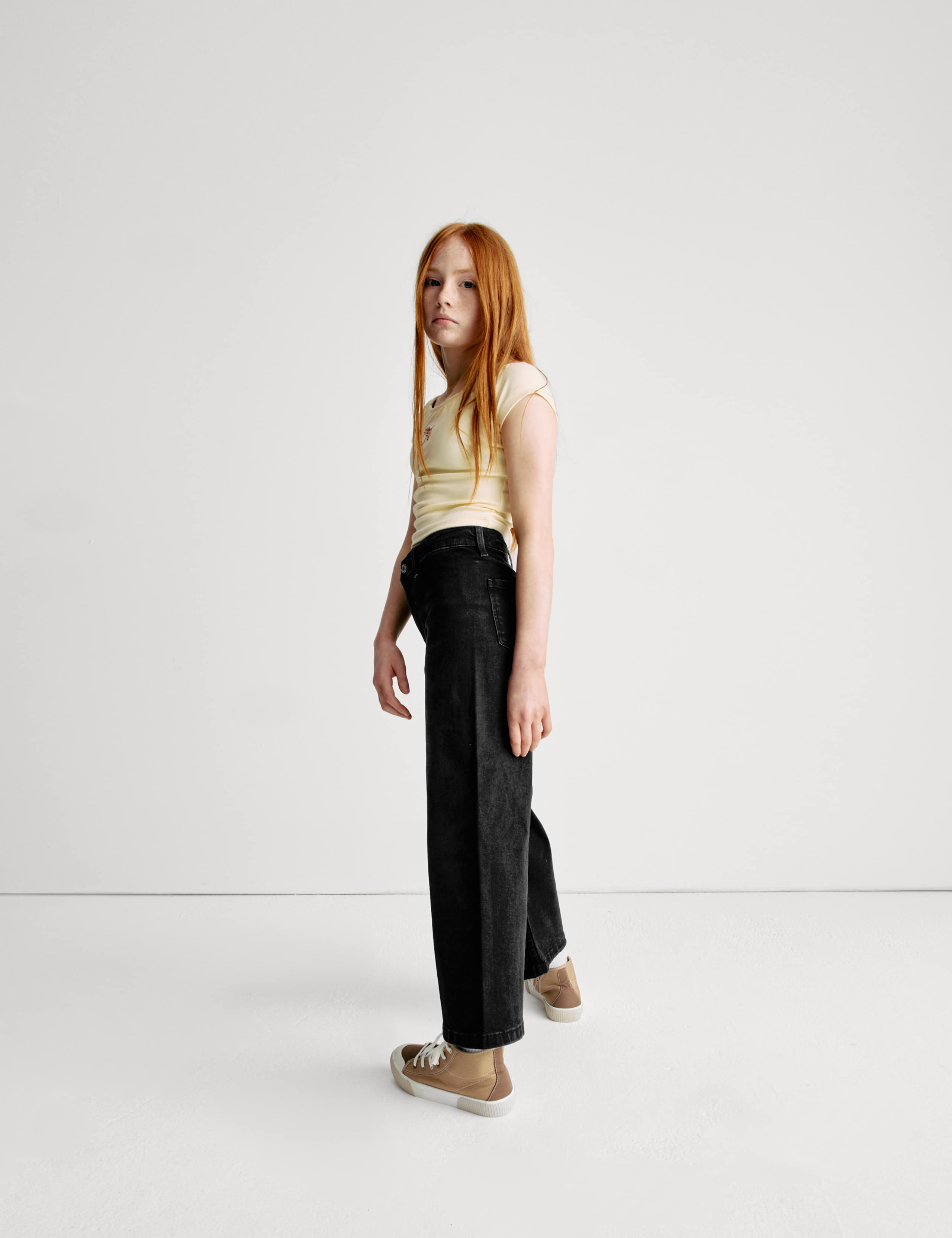 Wide Leg Cotton Rich Cropped Jeans (6-16 Yrs) 5 of 10