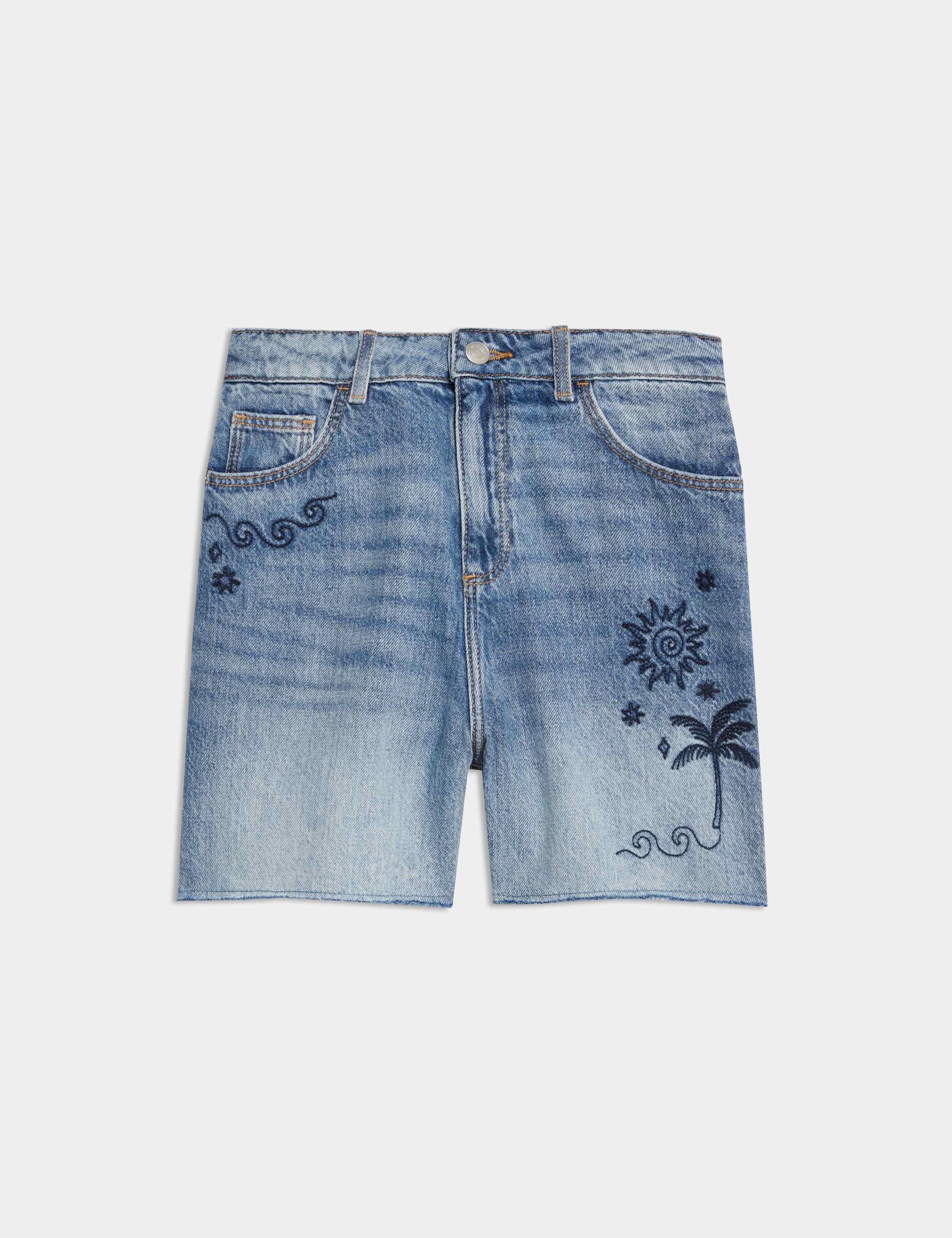 Palm Embroidered Denim Shorts (6-16 Yrs) 2 of 6