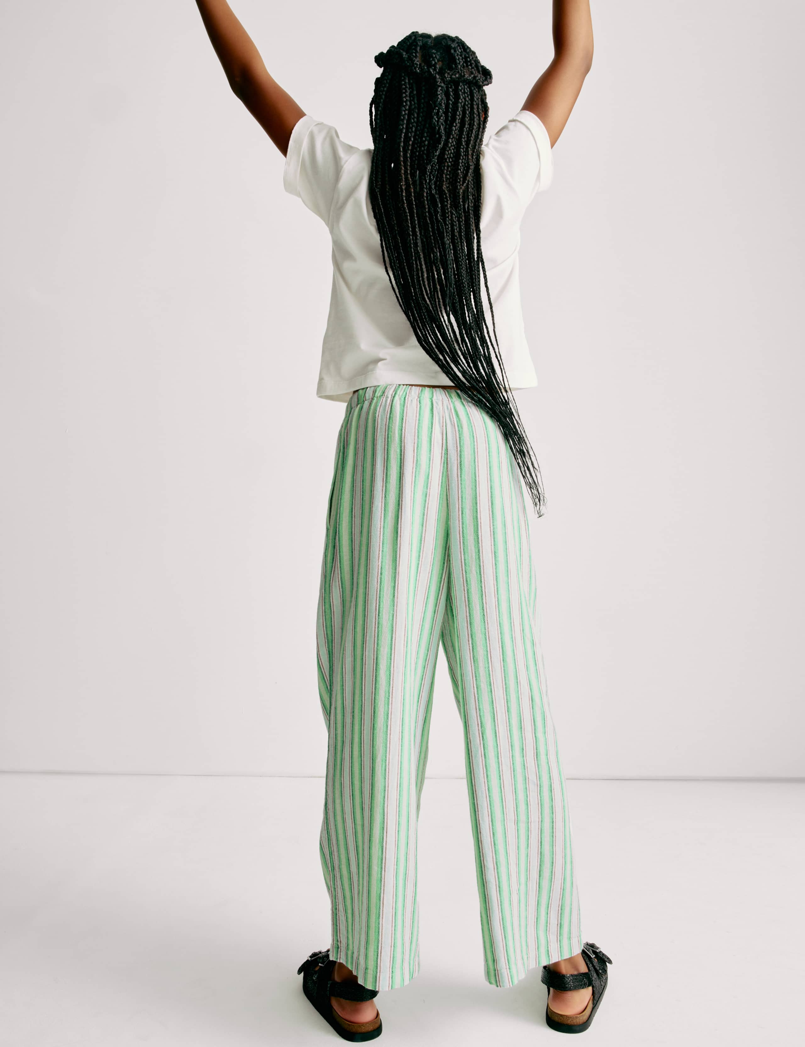 Wide Leg Linen Striped Trousers (6-16 Yrs) 4 of 7