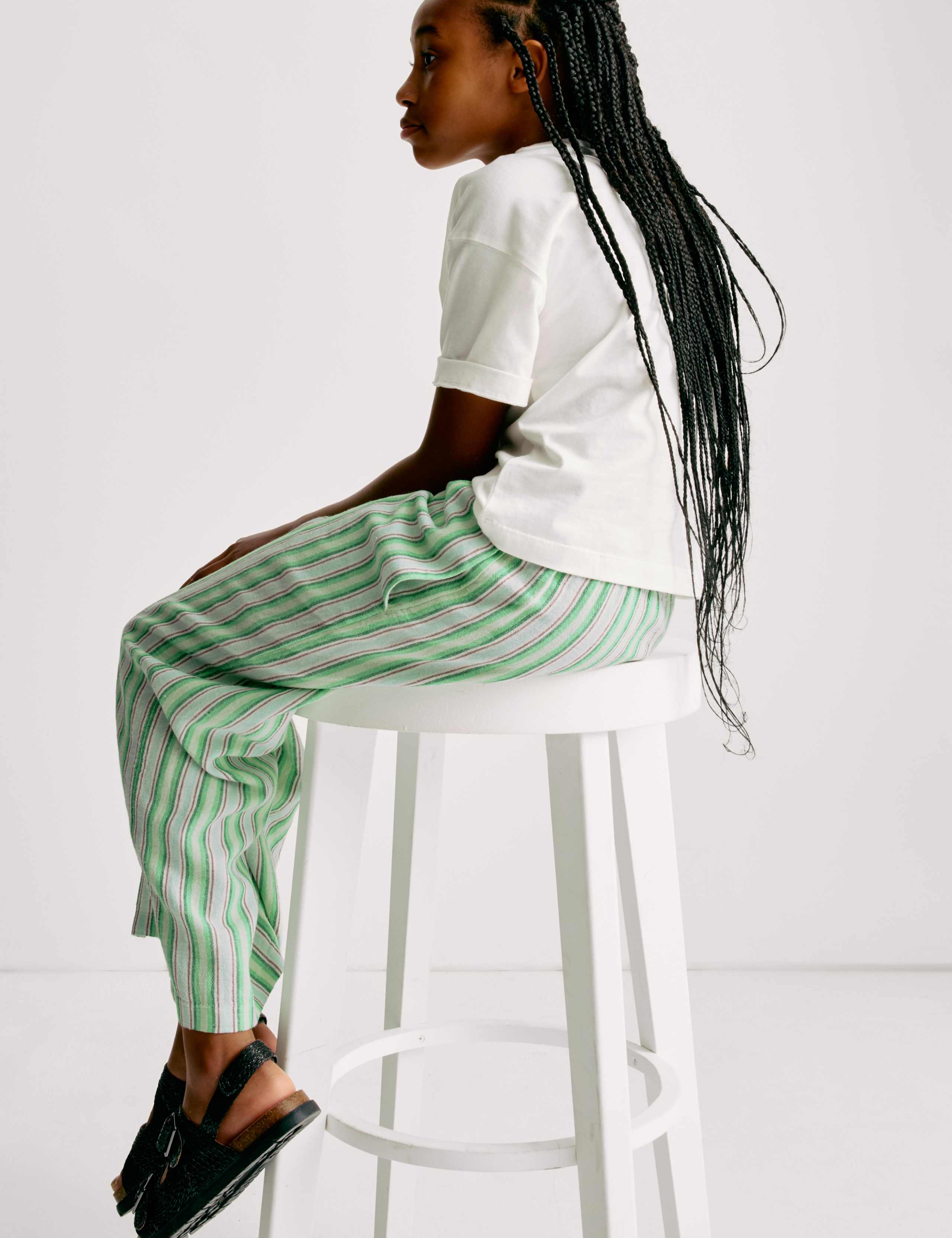 Wide Leg Linen Striped Trousers (6-16 Yrs) 5 of 7