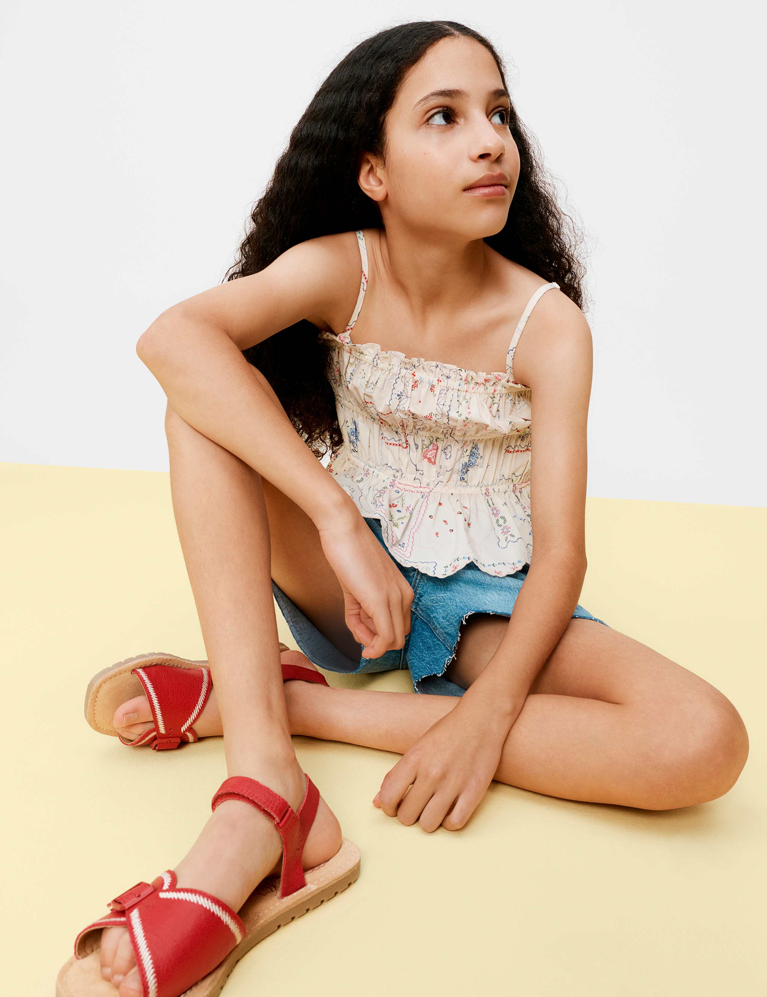 Cotton Rich Shirred Cami Vest Top (6-16 Years) 1 of 2