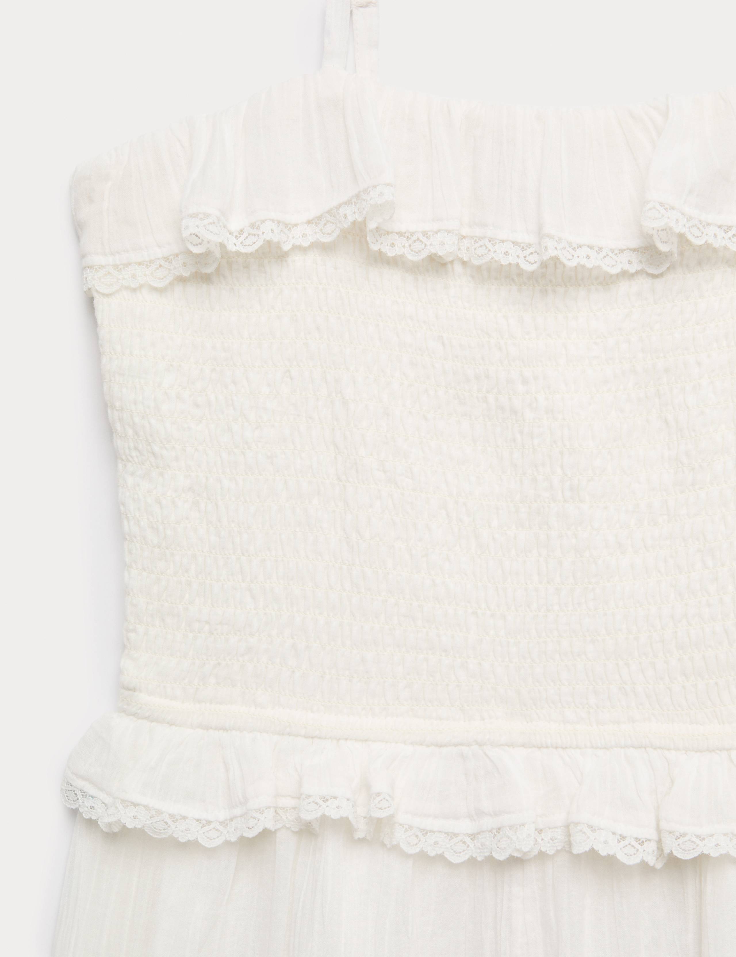 Pure Cotton Frilled Shirred Playsuit (6-16 Yrs) 6 of 6