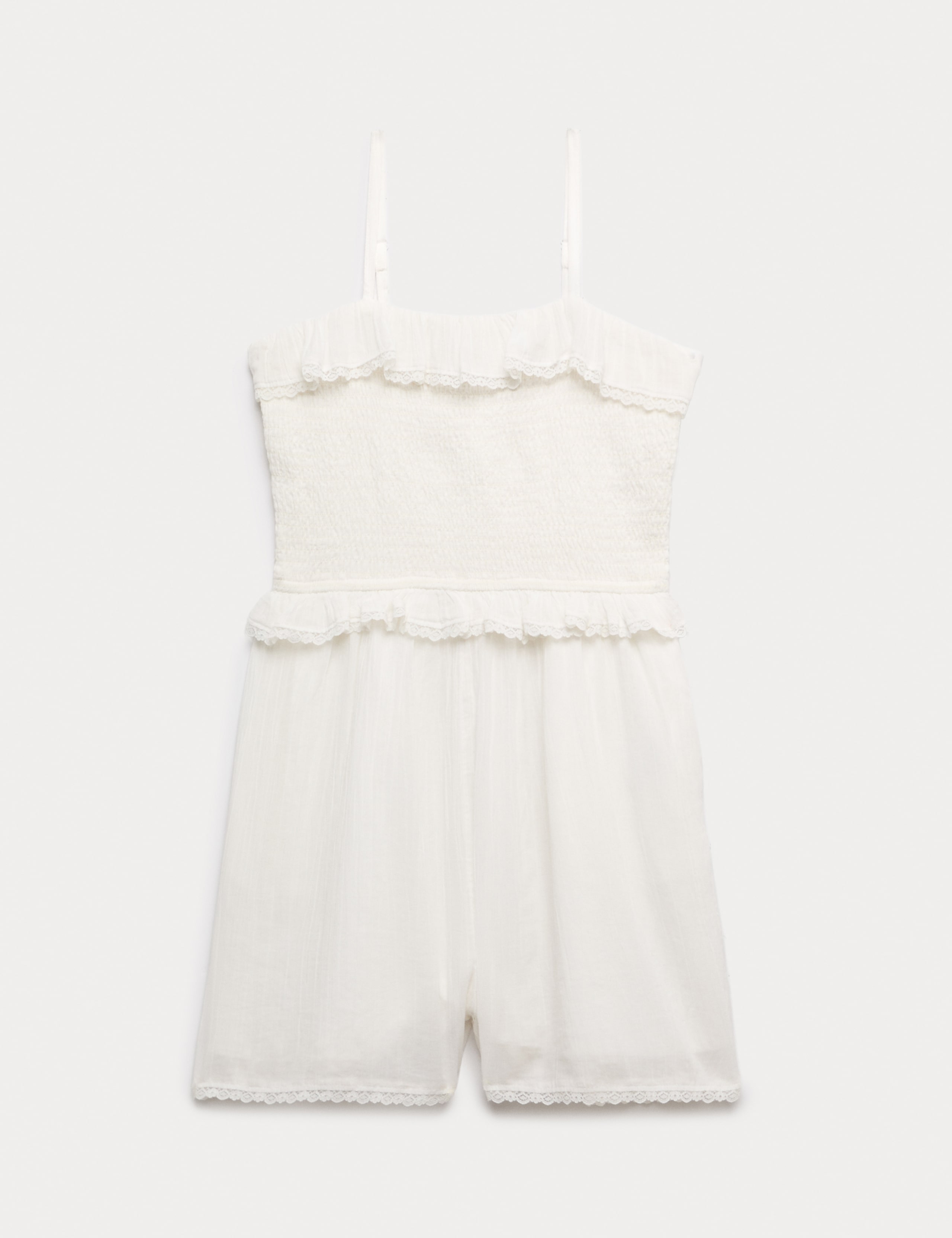 Pure Cotton Frilled Shirred Playsuit (6-16 Yrs) 2 of 6
