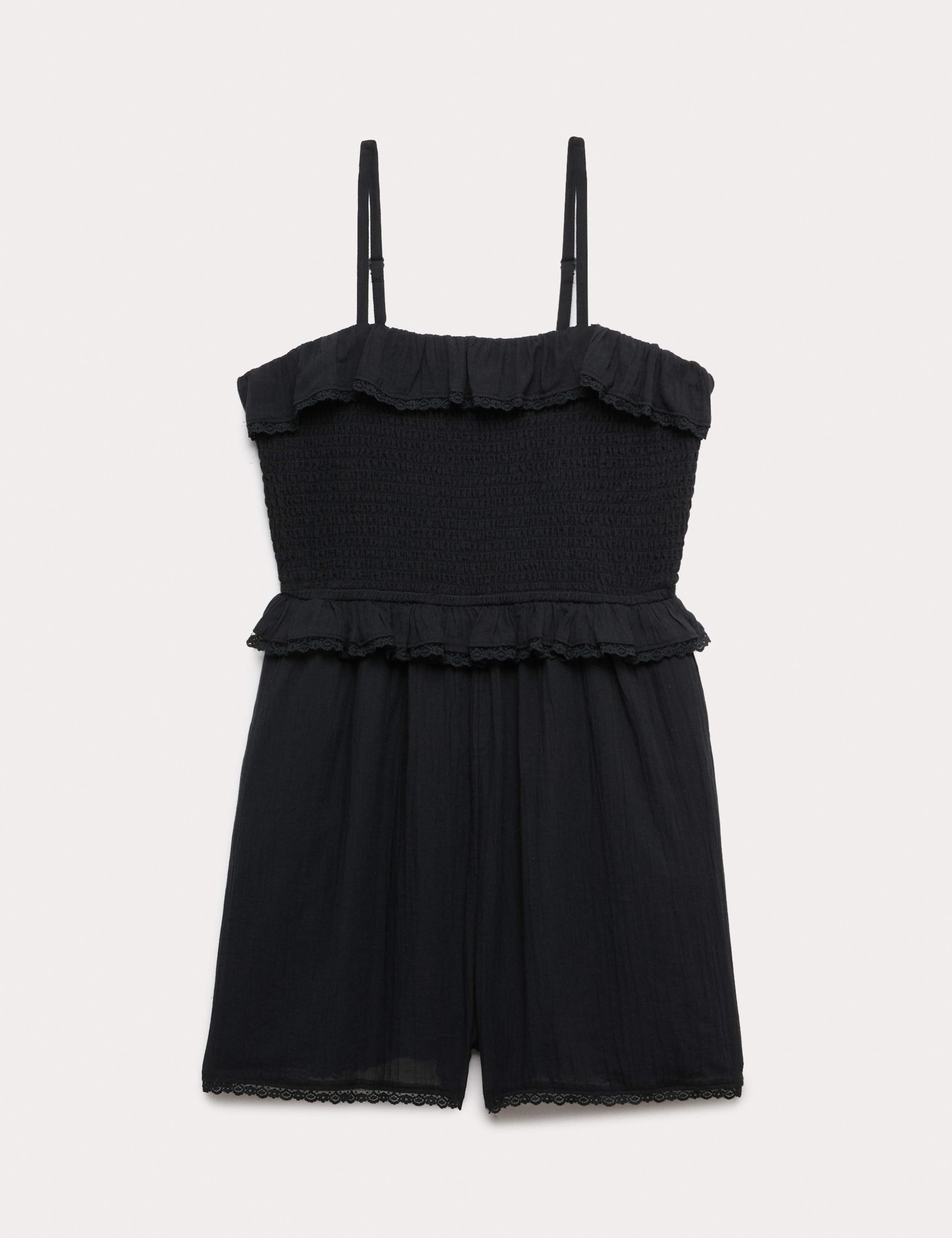 Pure Cotton Frilled Shirred Playsuit (6-16 Yrs) 1 of 2
