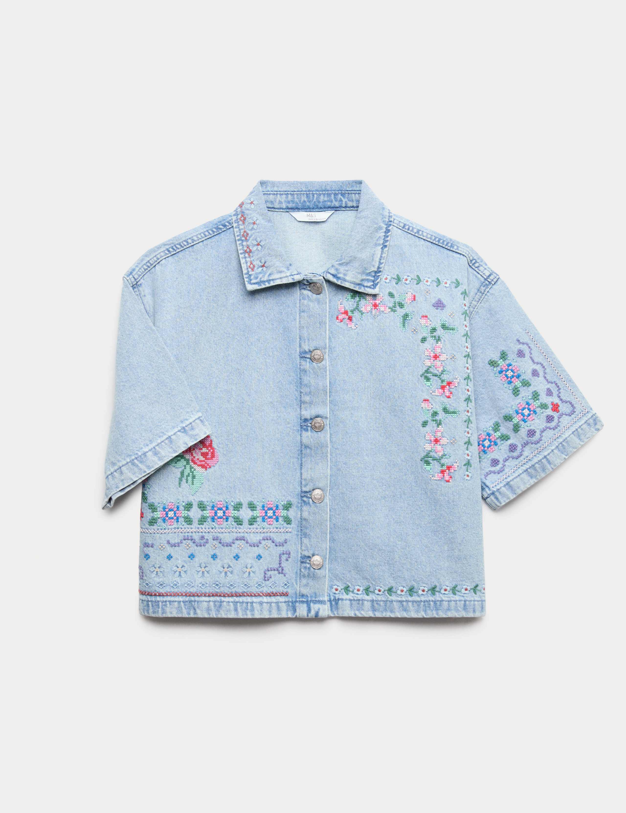 Denim Cross Stitch Embroidered Shirt (6-16 Yrs) 2 of 3