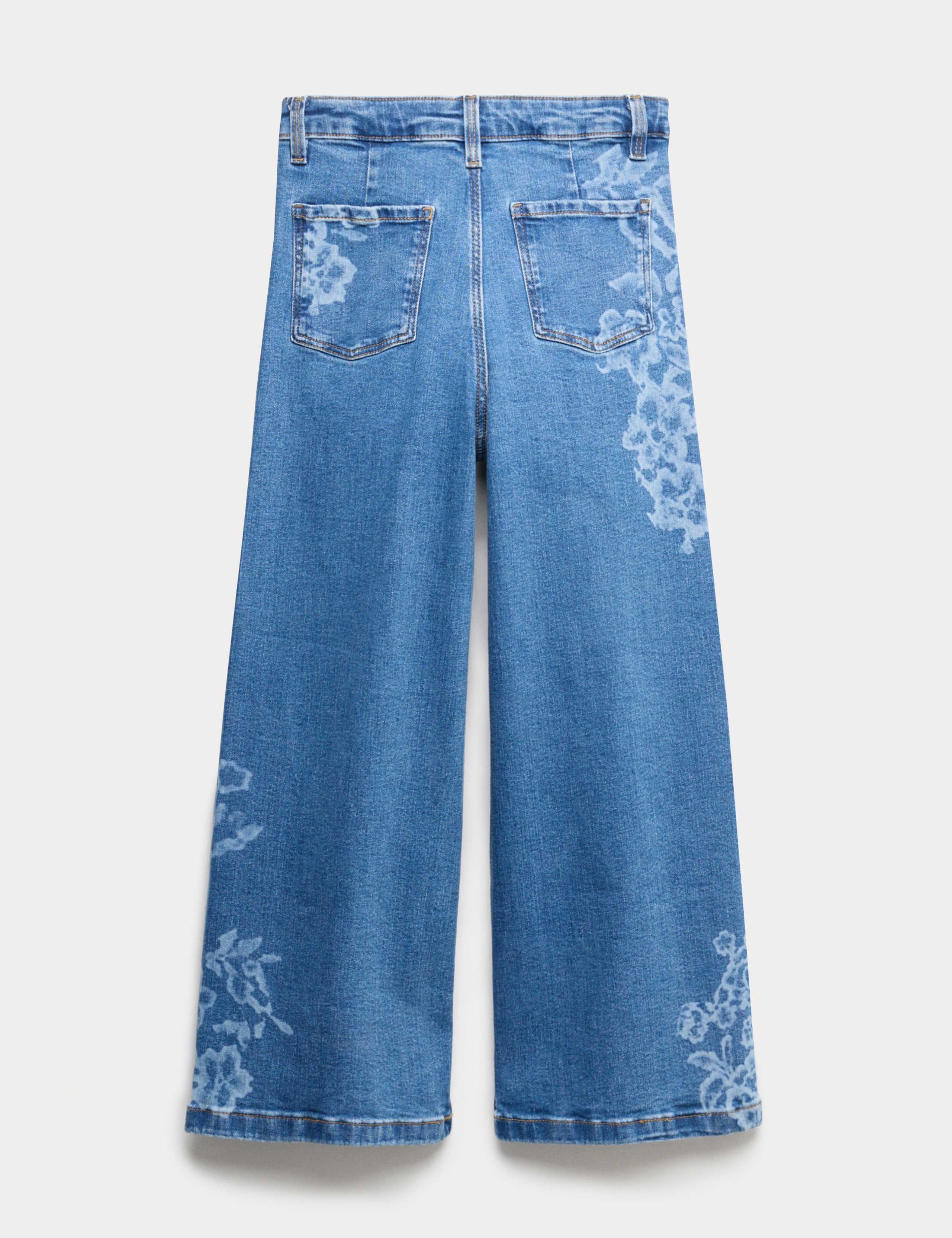 Cotton Rich Floral Wide Leg Jeans (6-16 Yrs) 2 of 2