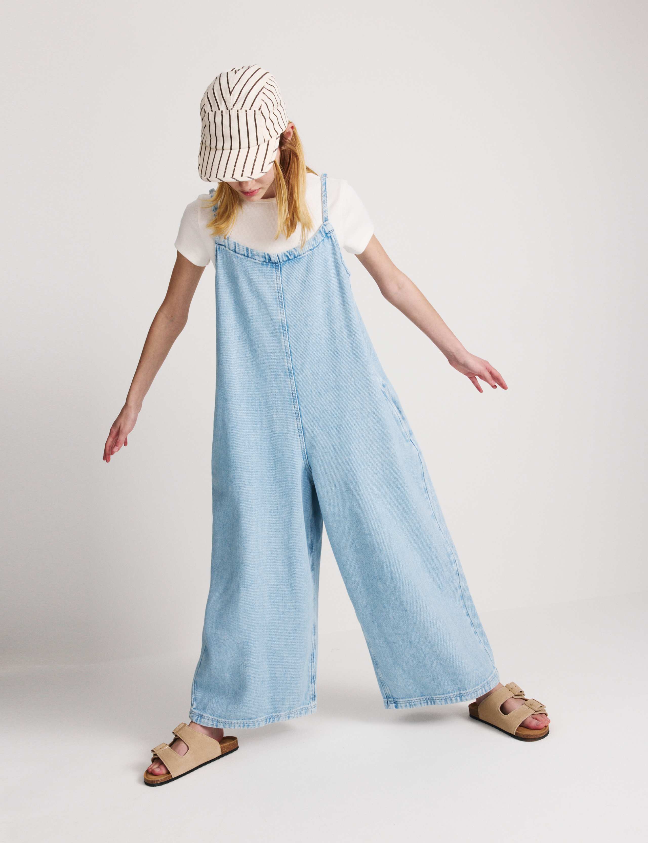 Denim Twill Wide Leg Jumpsuit (6-16 Yrs) 1 of 7