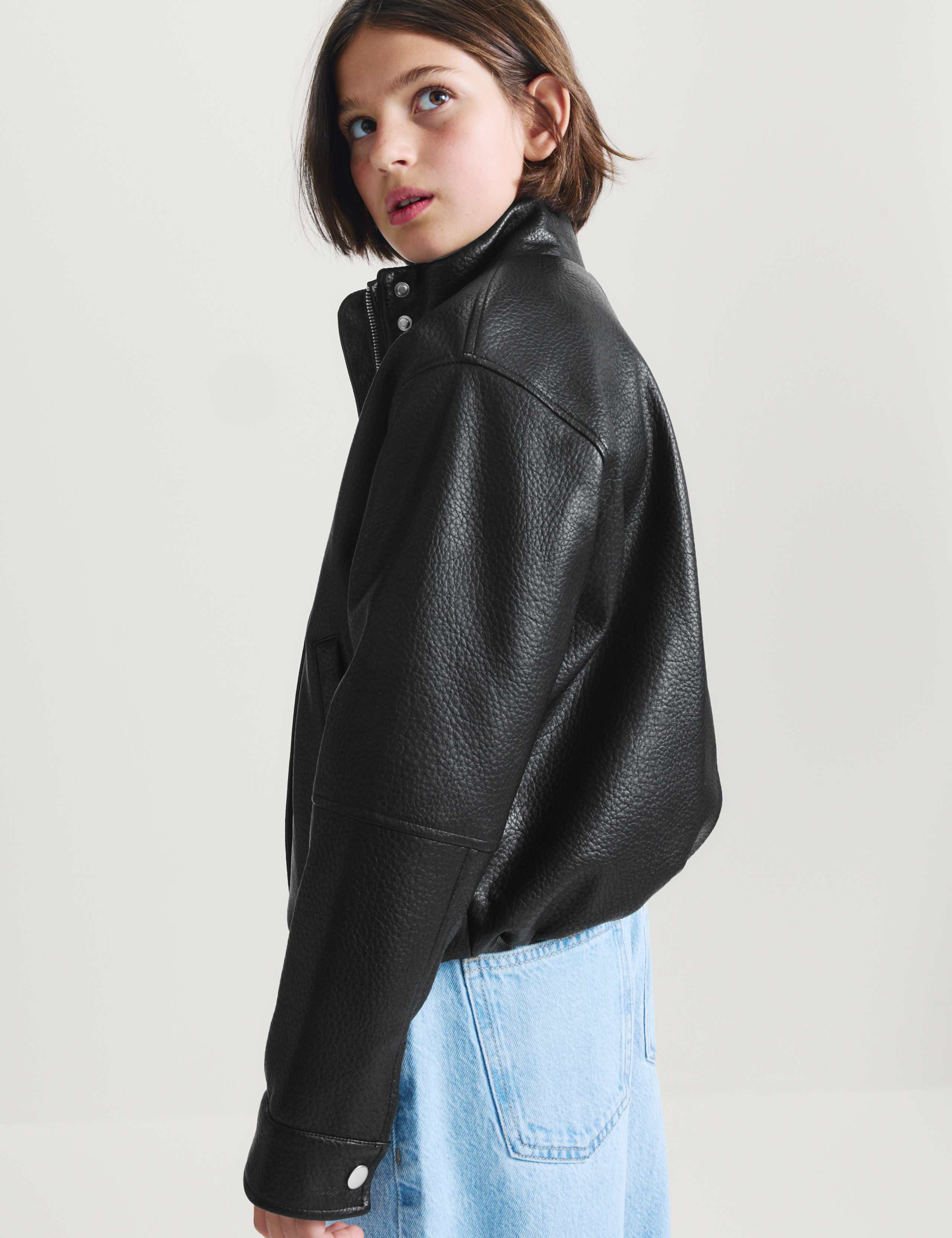 Funnel Neck Padded PU Jacket 6 of 8