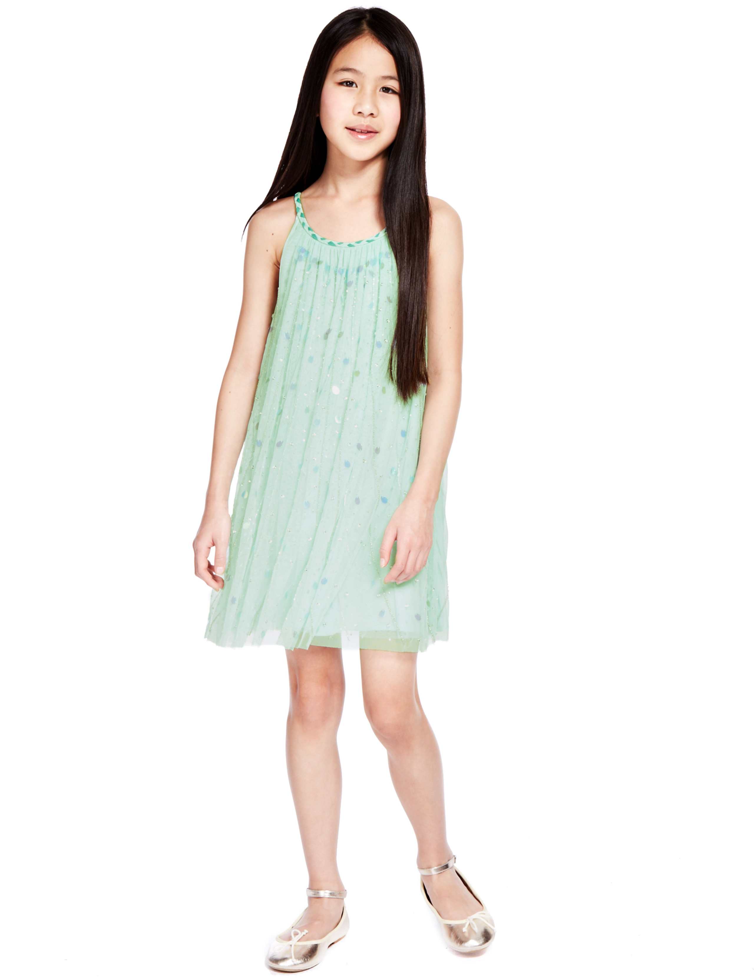 Bead Embellished Trapeze Dress (5-14 Years) 1 of 4