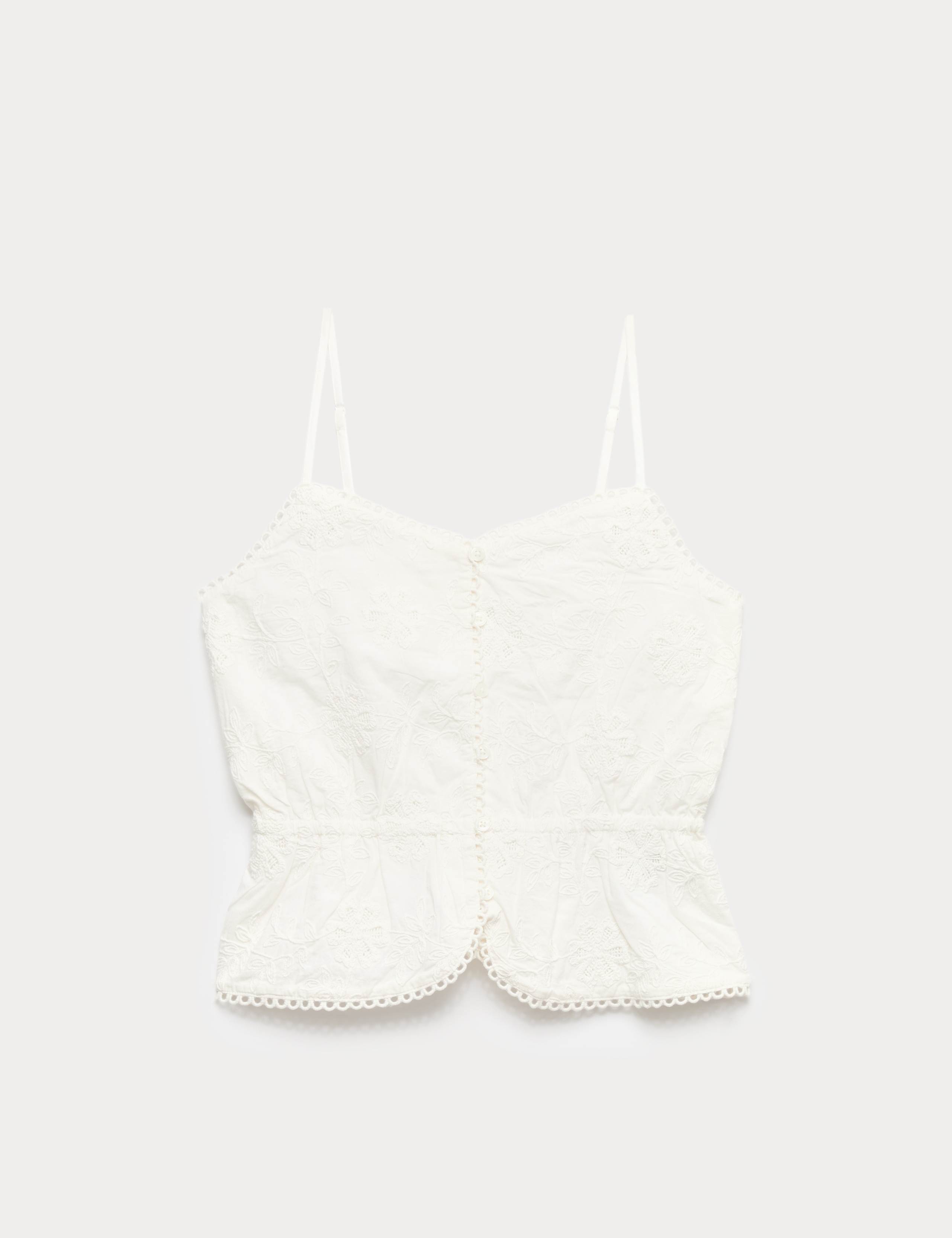 Pure Cotton Embroidered Cami Top (6-16 Yrs) 1 of 1