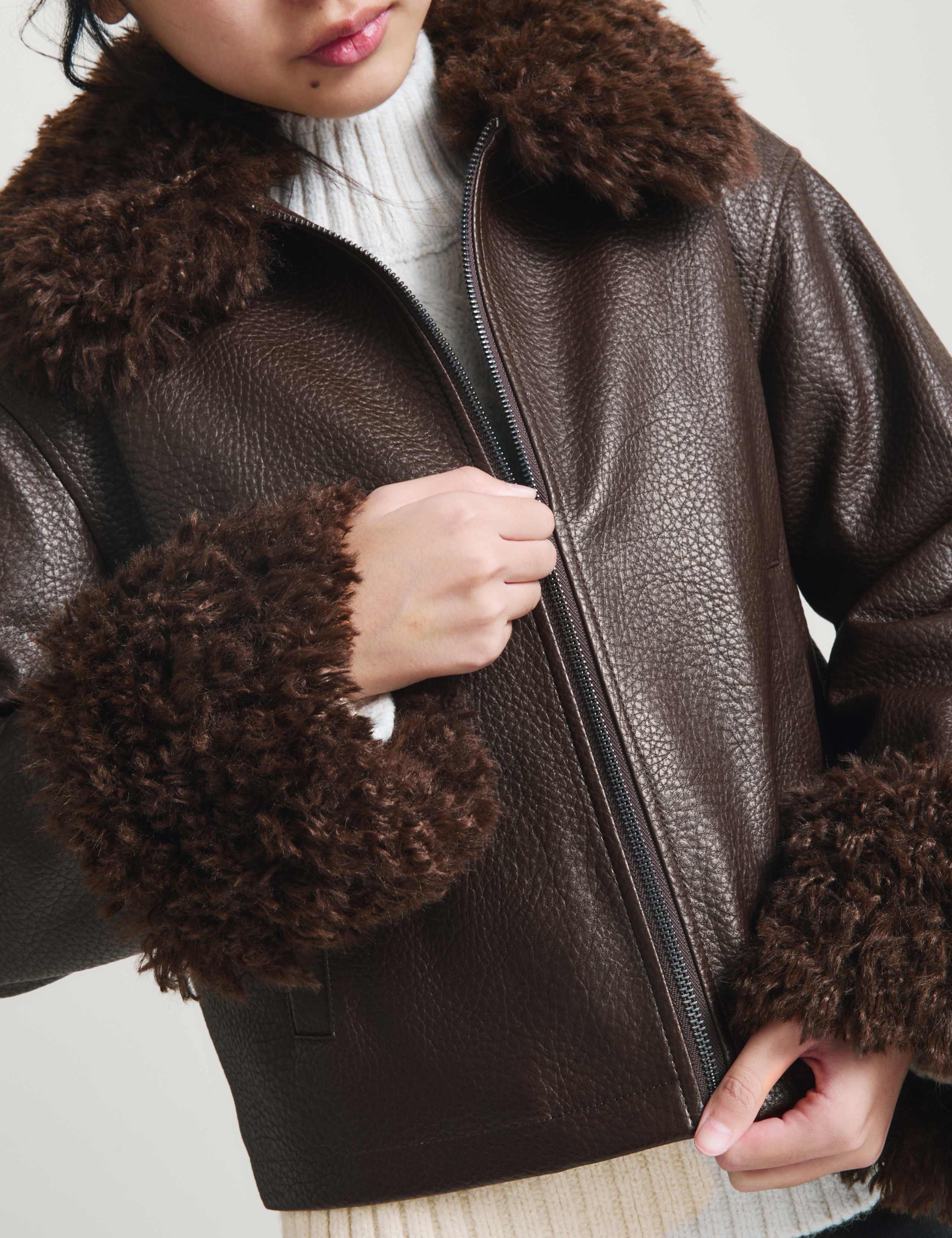 Padded Faux Fur Trim Jacket 5 of 7