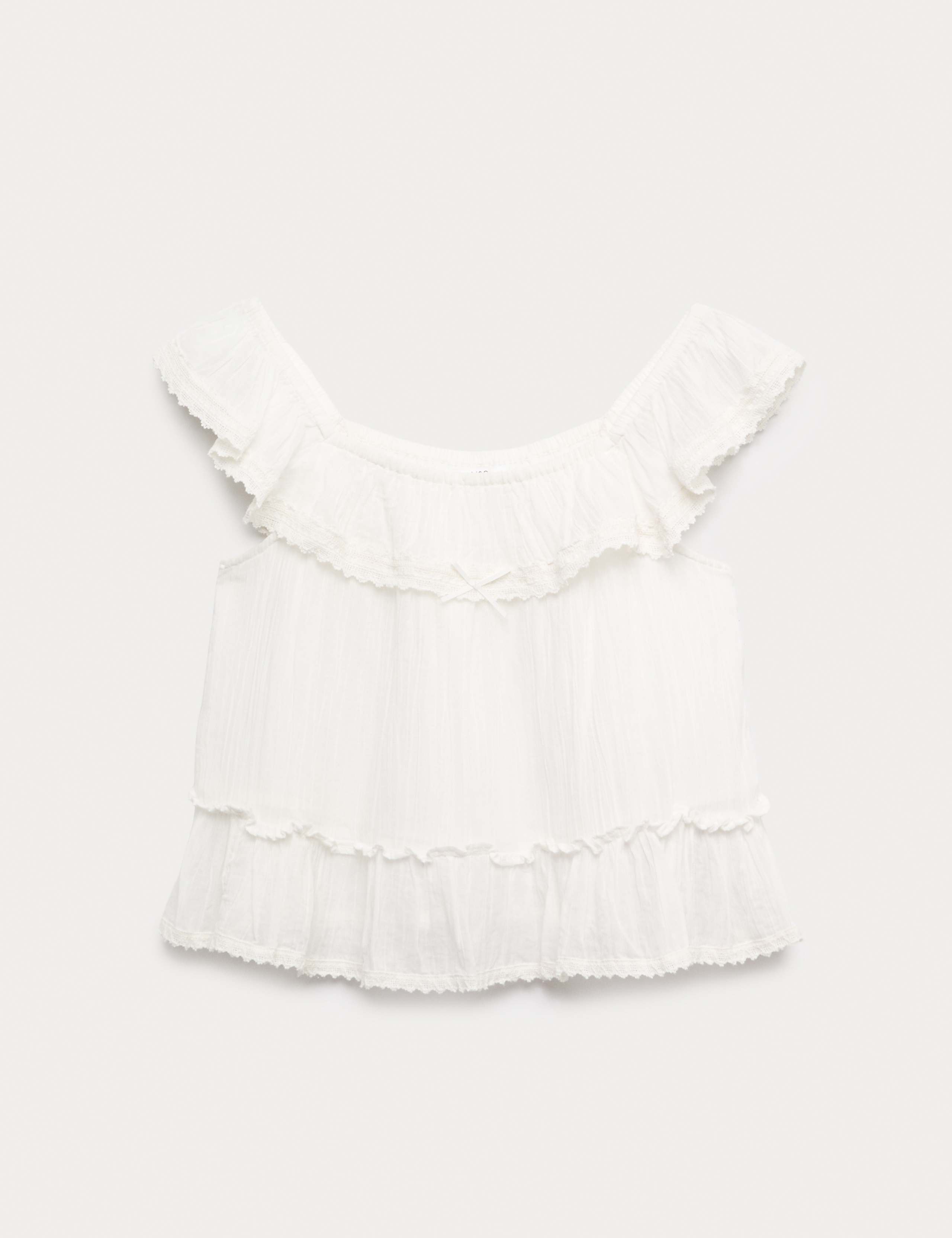 Pure Cotton Frill Top (6-16 Yrs) 1 of 2