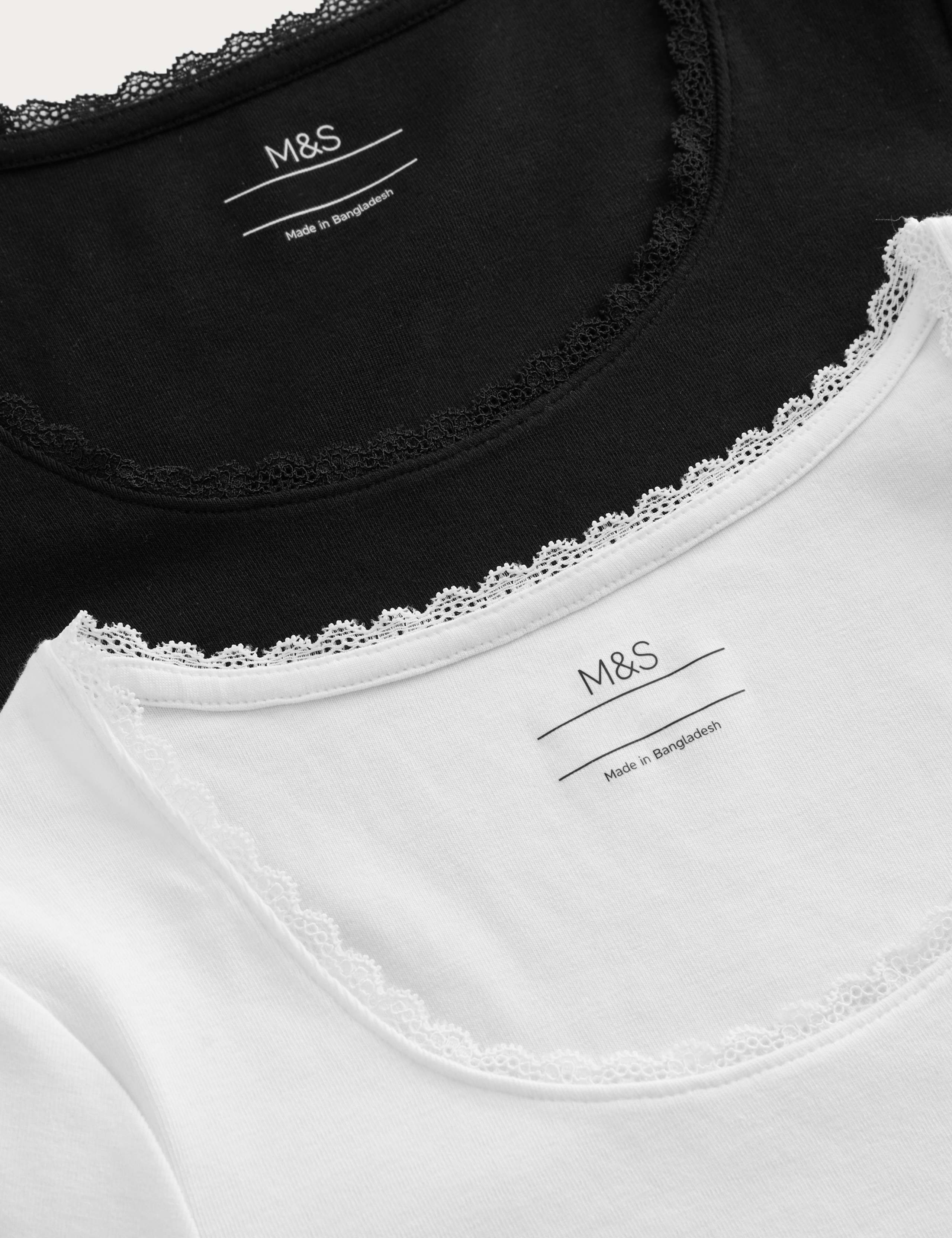 2pk Cotton Rich Lace Trim Baby T-Shirts (6-16 Yrs) 2 of 2