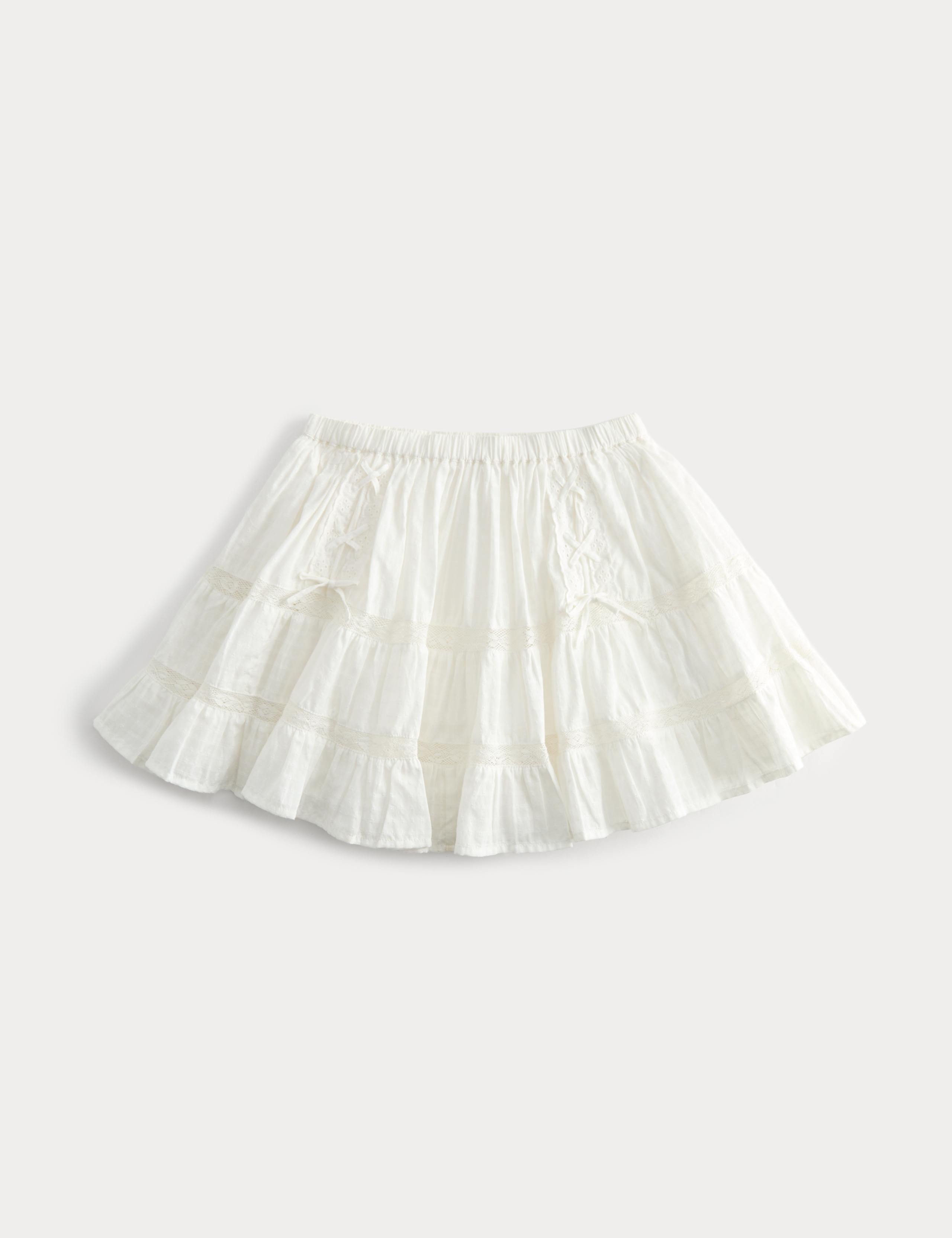 Pure Cotton Lace Up Elasticated Waist Skirt (2-16 Yrs) 1 of 2
