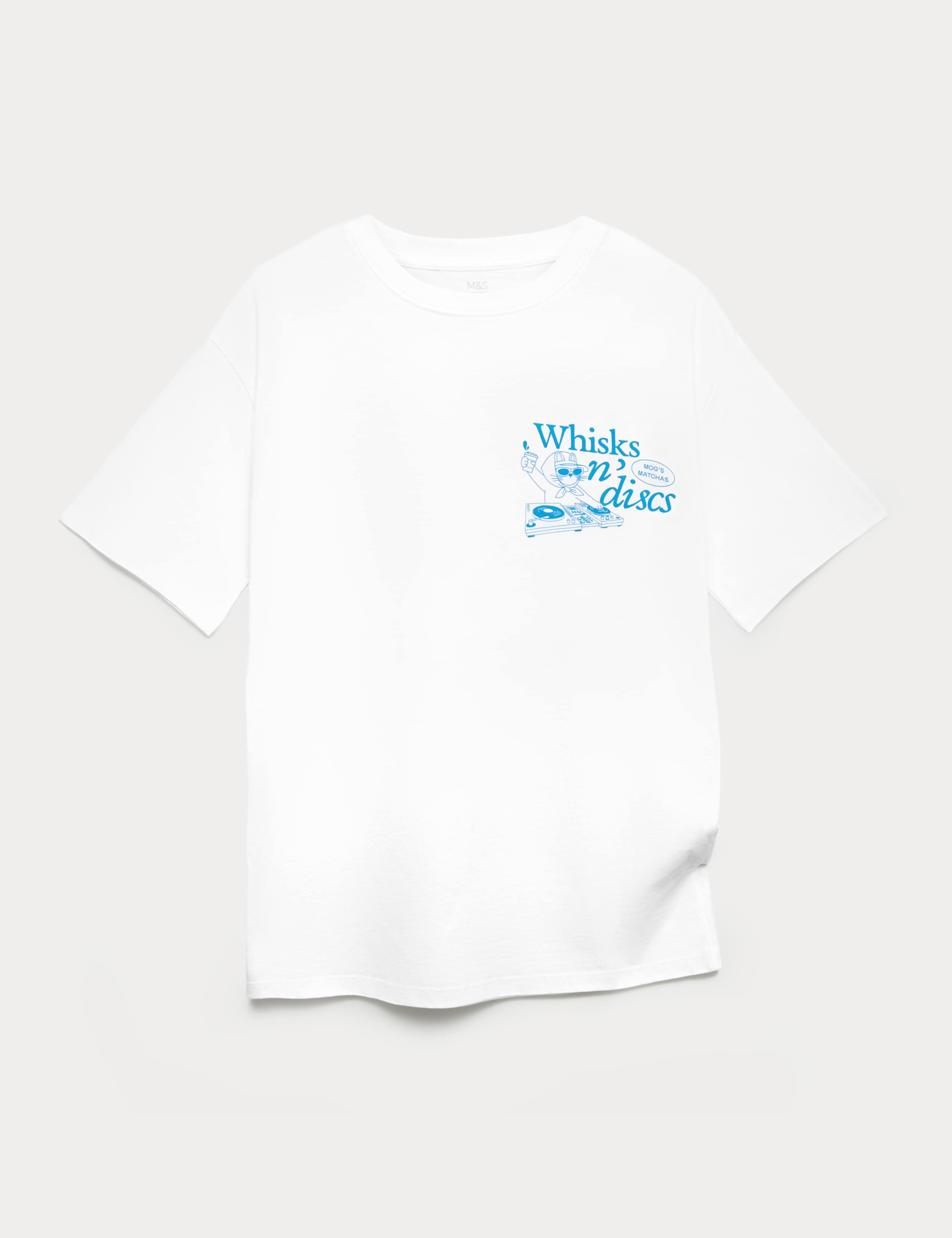 Pure Cotton DJ Cat Graphic T-Shirt (6-16 Yrs) 1 of 2