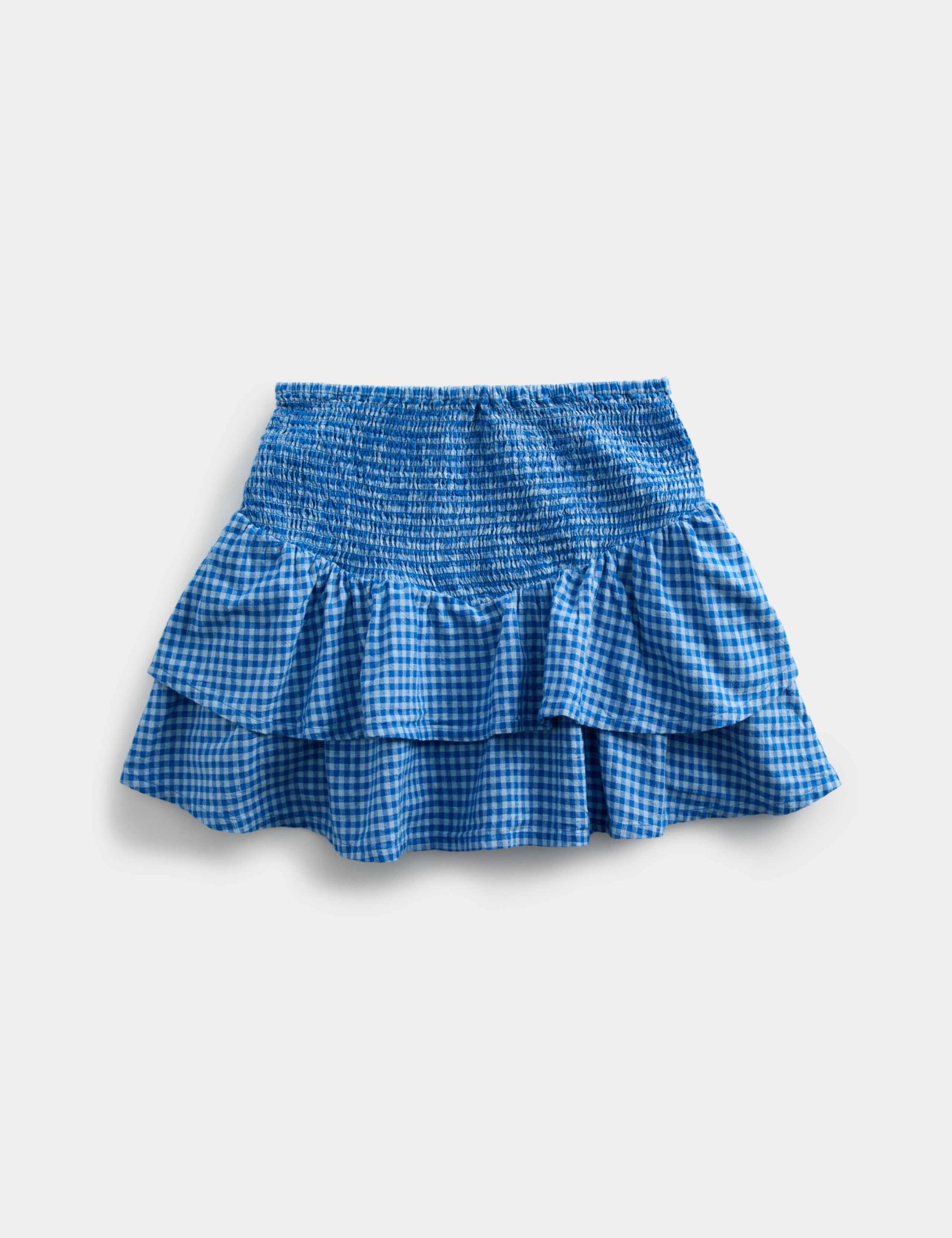 Cotton Rich Check Shirred Ra-ra Skirt (2-16 Yrs) 1 of 2
