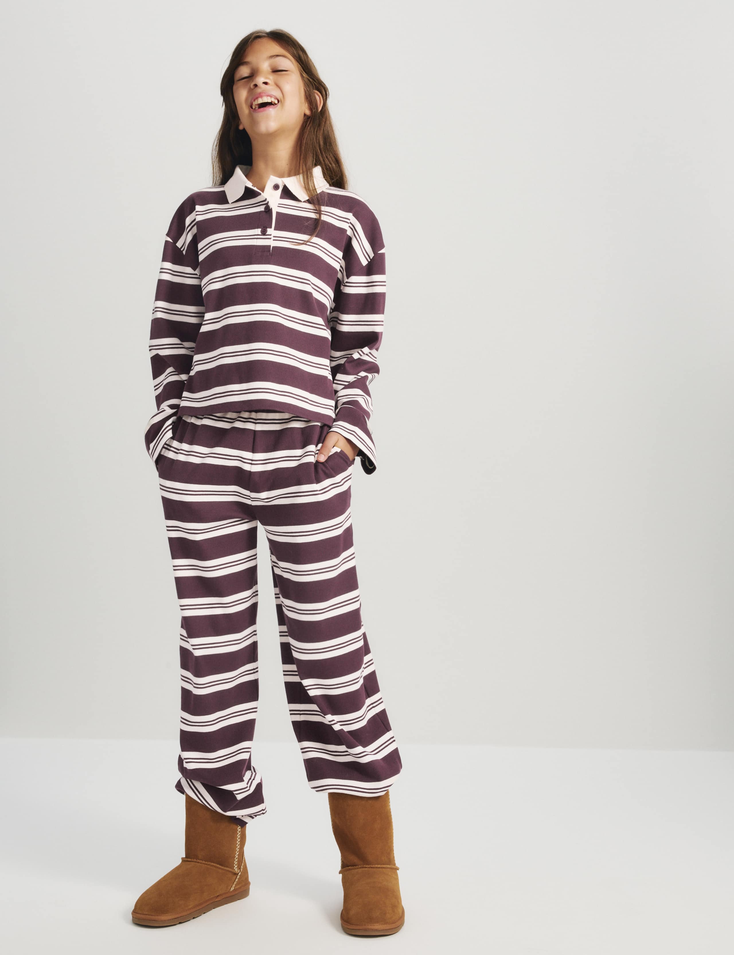 Cotton Rich Striped Rugby Top & Trousers Set (6-16 Yrs) 1 of 8