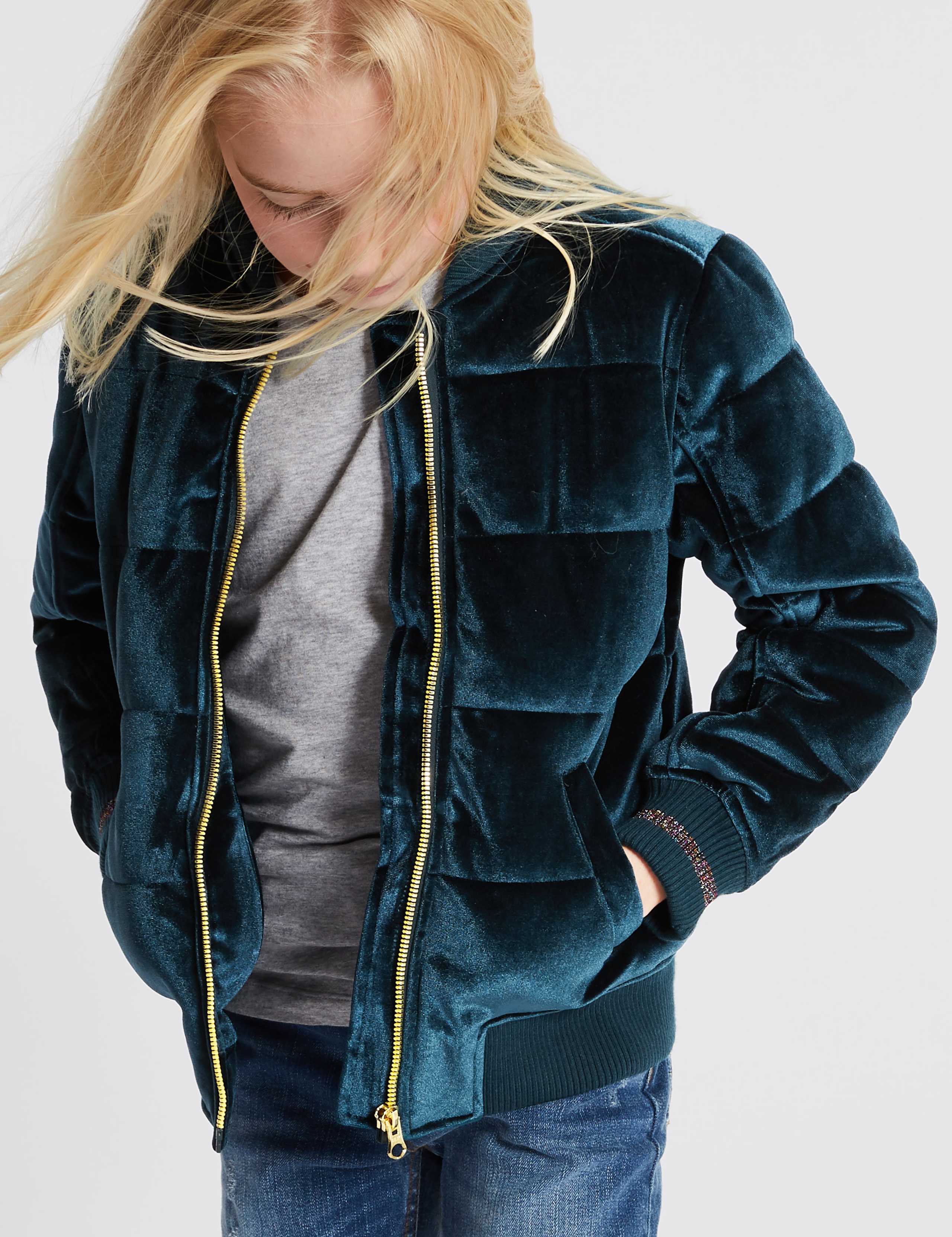 Zipped Through Velvet Bomber Jacket (3-14 Years) | M&S IE