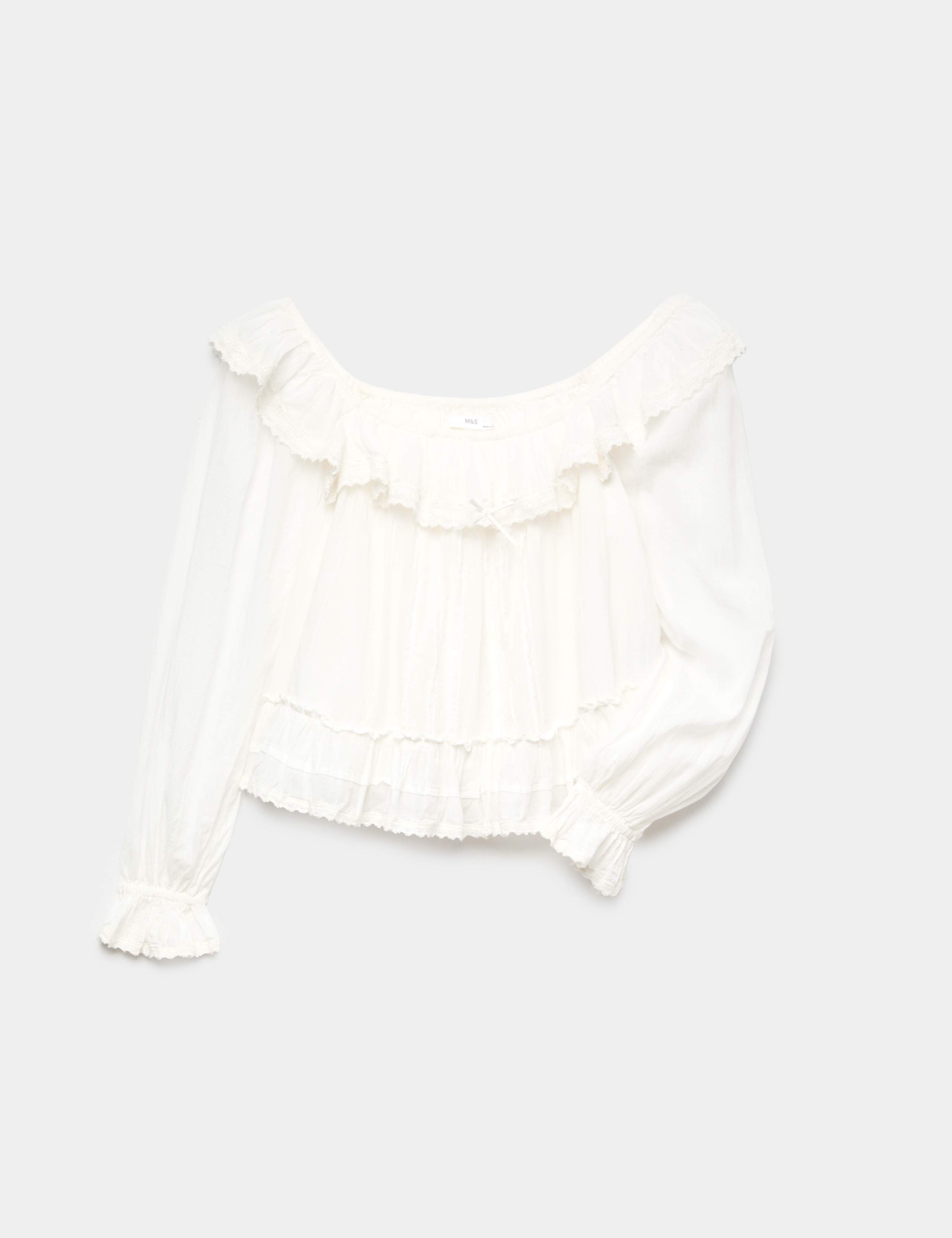 Pure Cotton Lace Trim Top (6-16 Yrs) 2 of 7