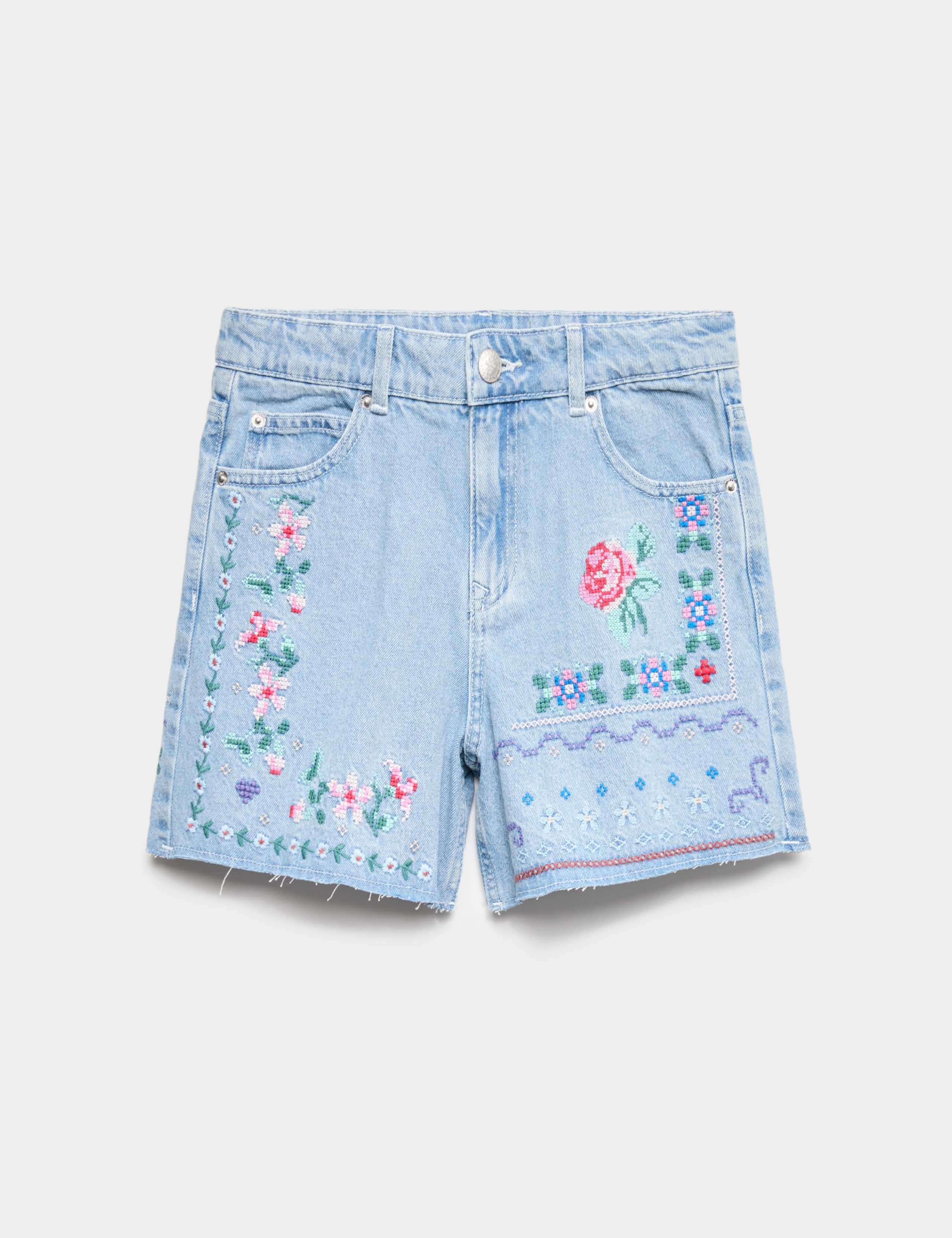 Denim Cross Stitch Bermuda Shorts (6-16 Yrs) 2 of 4