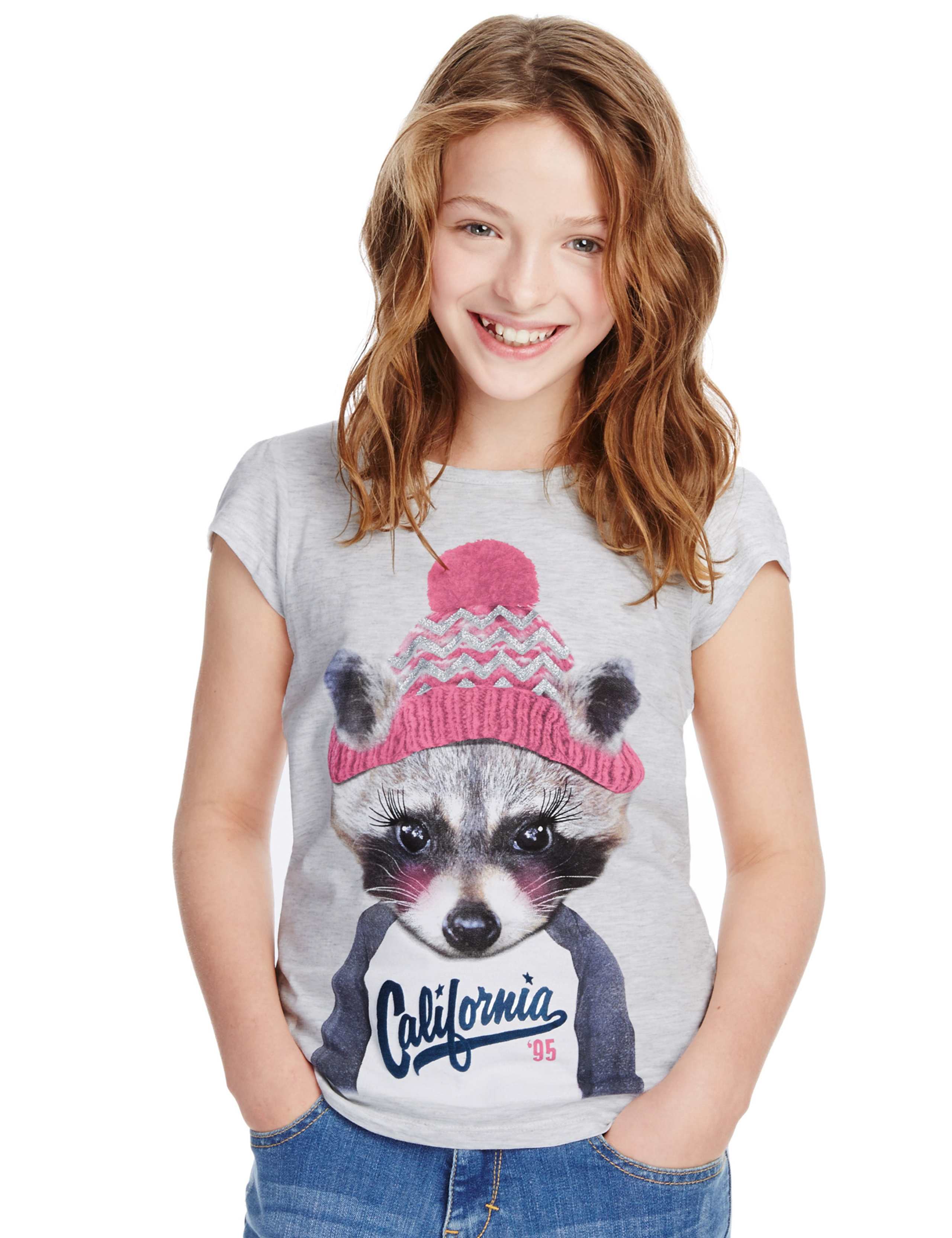 Cotton Rich Raccoon Print T-Shirt (5-14 Years) 1 of 3