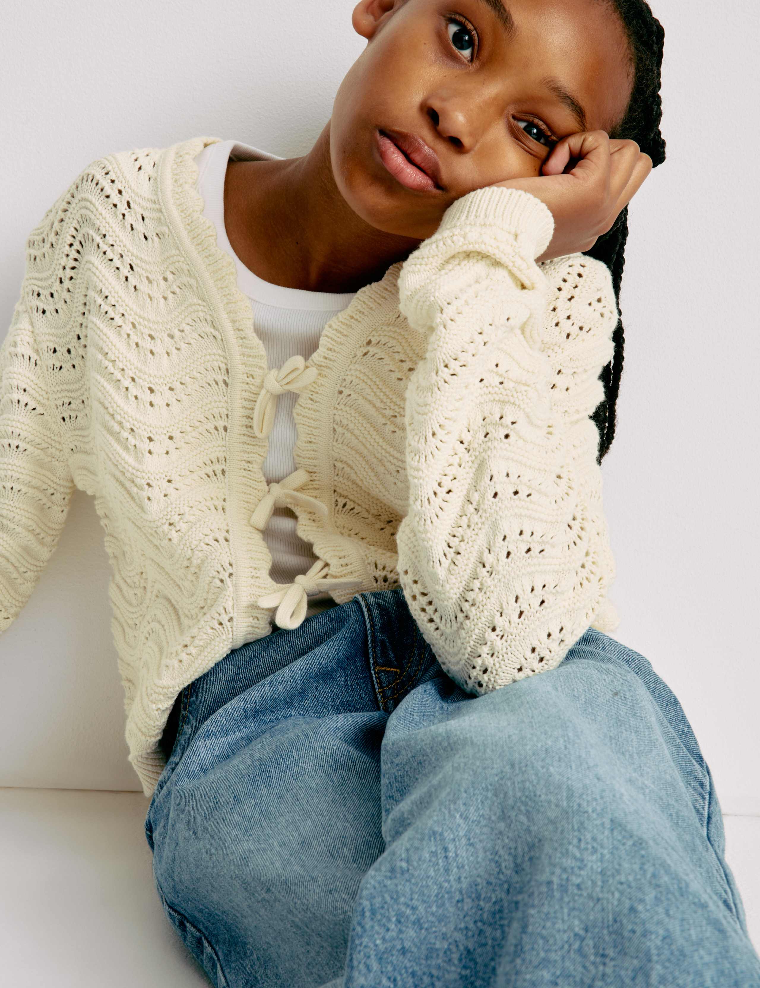 Pure Cotton Knitted Cardigan (6-16 Yrs) 1 of 6